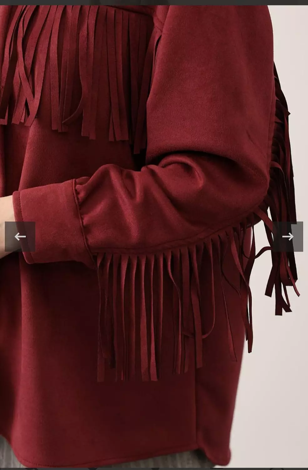 Burgundy Fringes Kadife Shirt 3