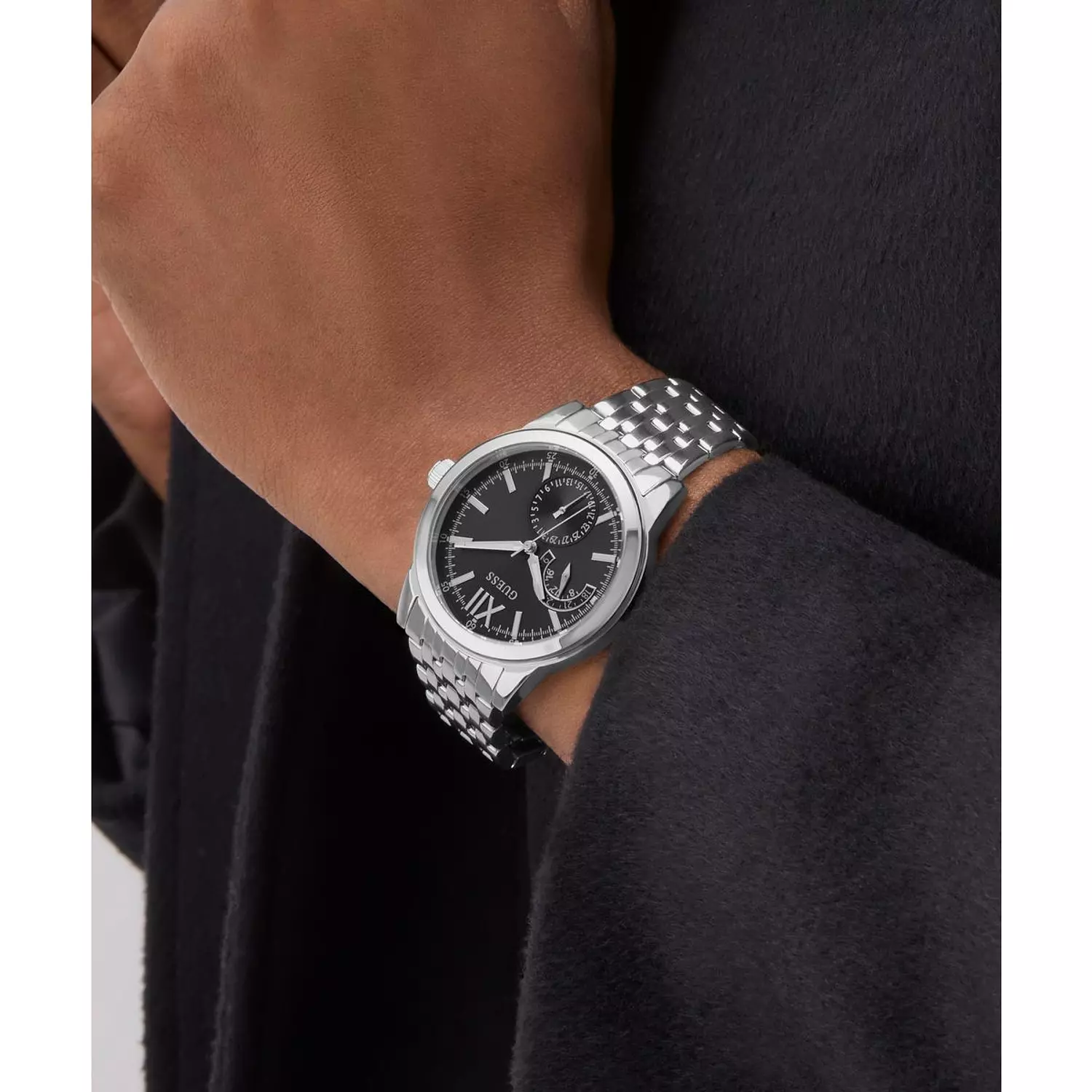 GUESS Mens Silver Tone Multi-function Watch Silver Tone Stainless Steel Bracelet GW0976G1 7