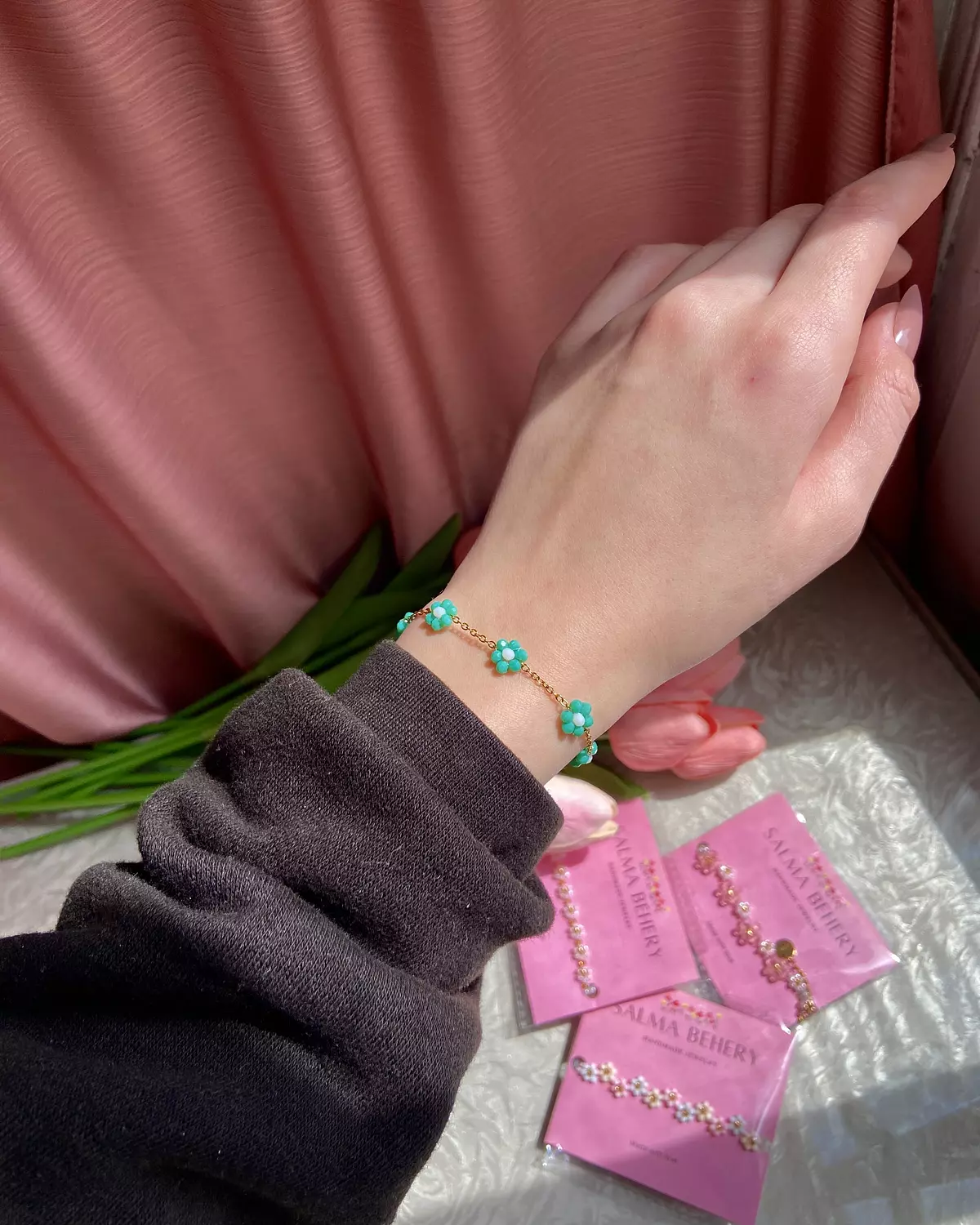 Turquoise flowers ( necklace, earrings and bracelet)🩵✨ 8