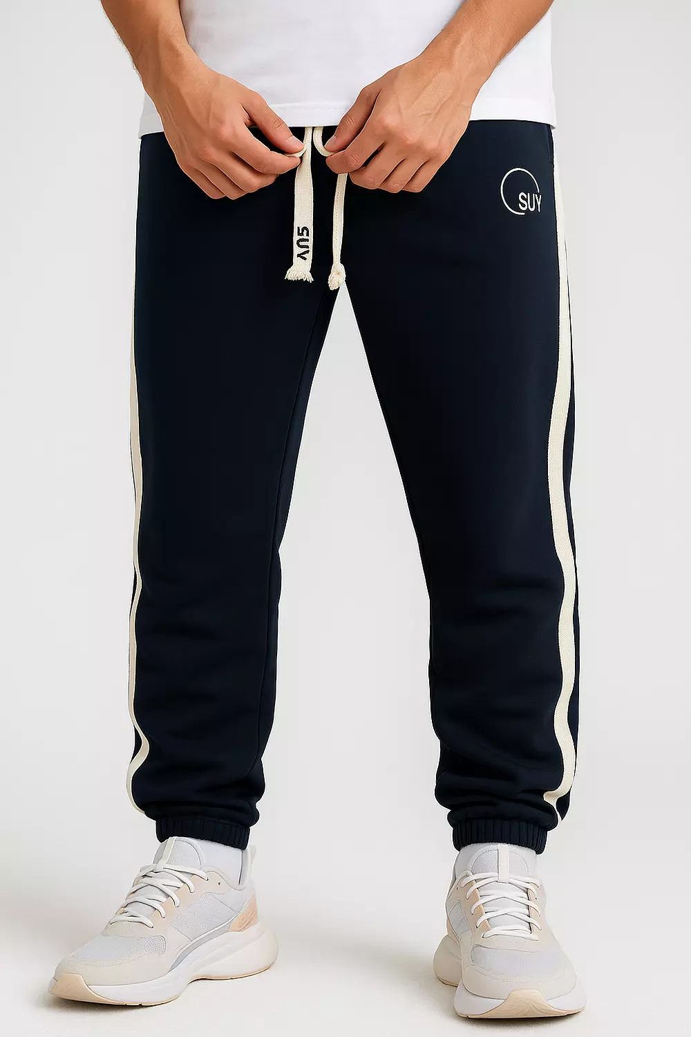Over size Premium Sweatpants _ Side stripe _ Black color image