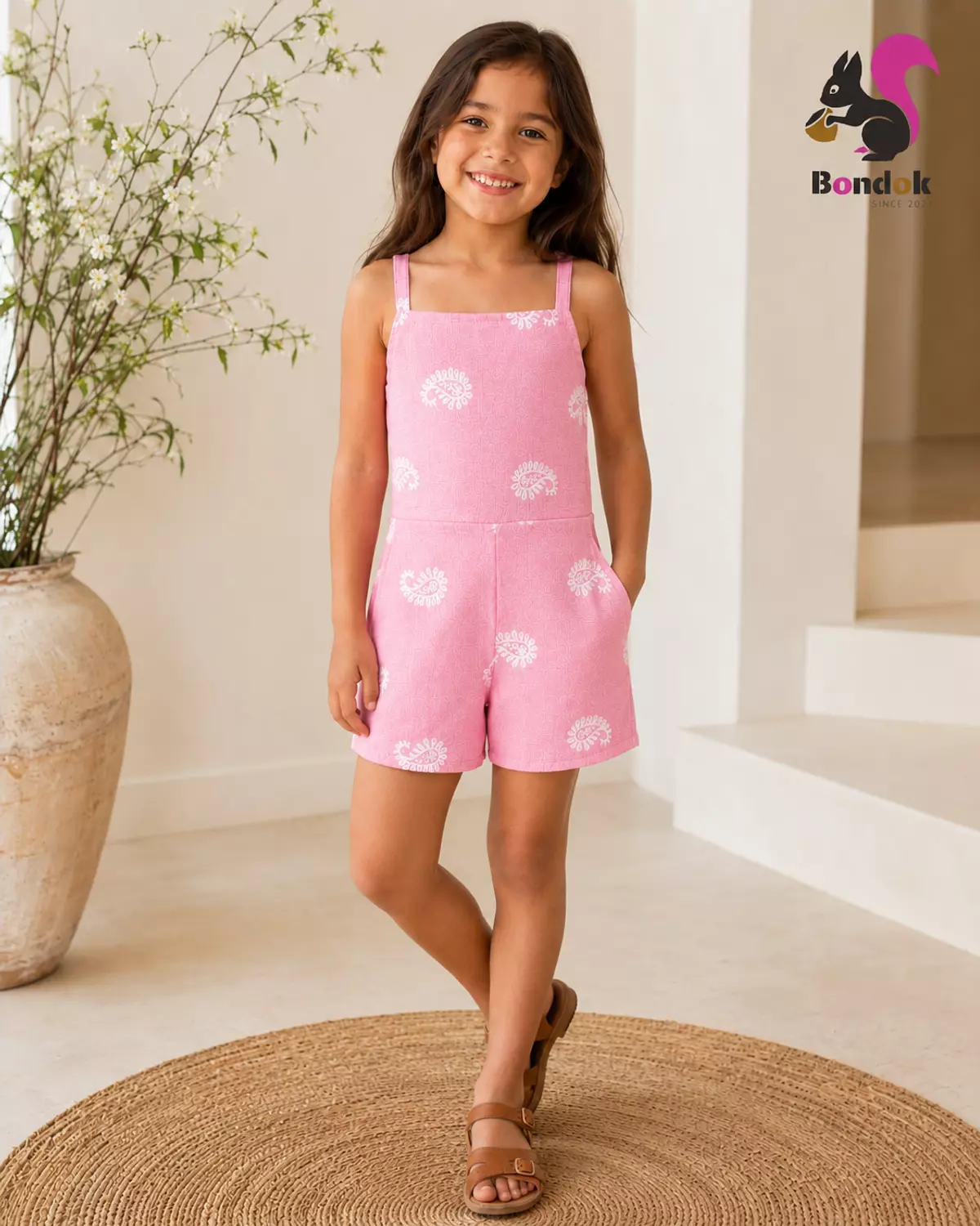 Girls’ Paisley Print Tie-Back Romper  1