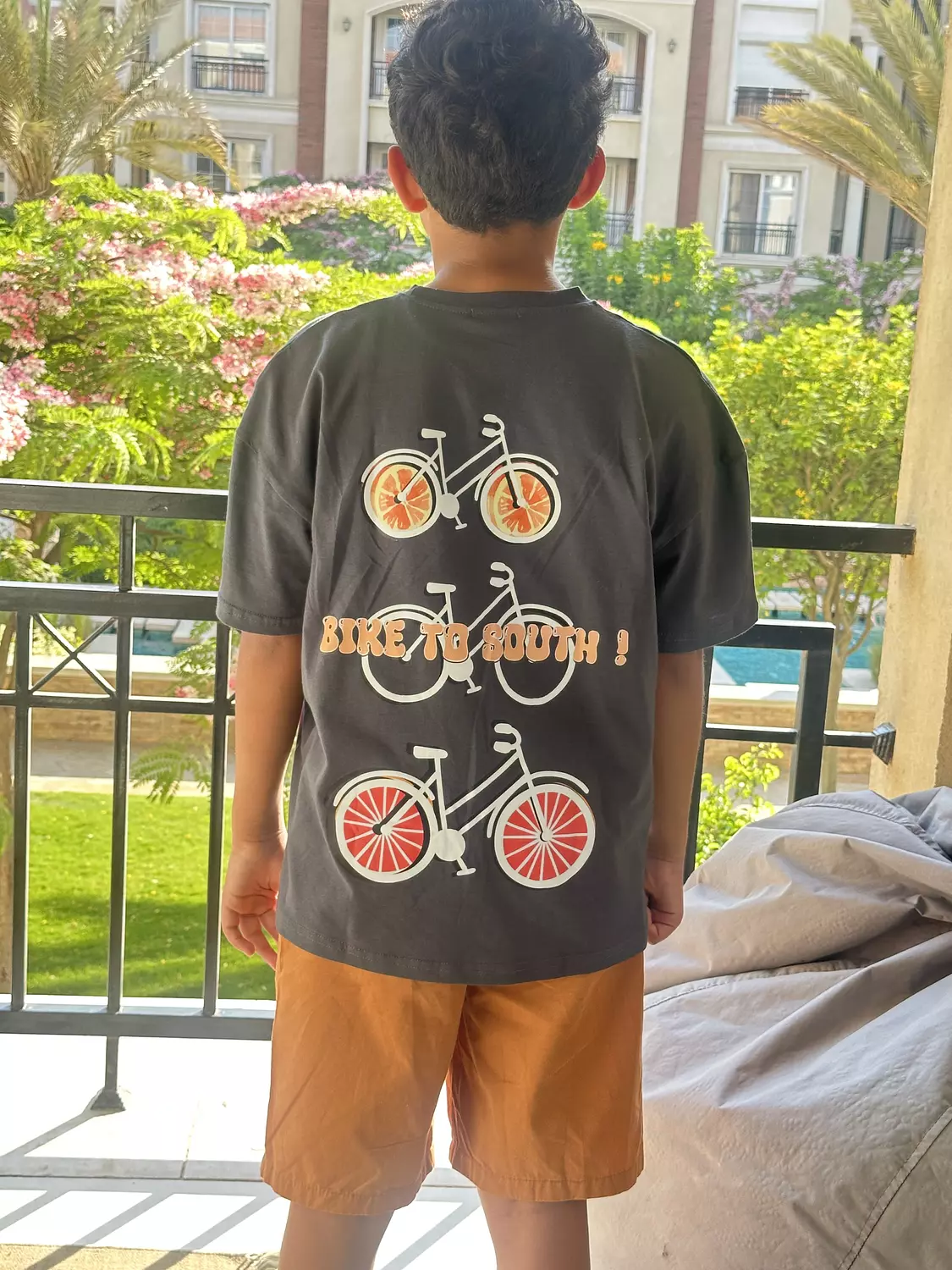 SOUTH Unisex Dark Charcoal Grey Bike to South oversized t-shirt  3