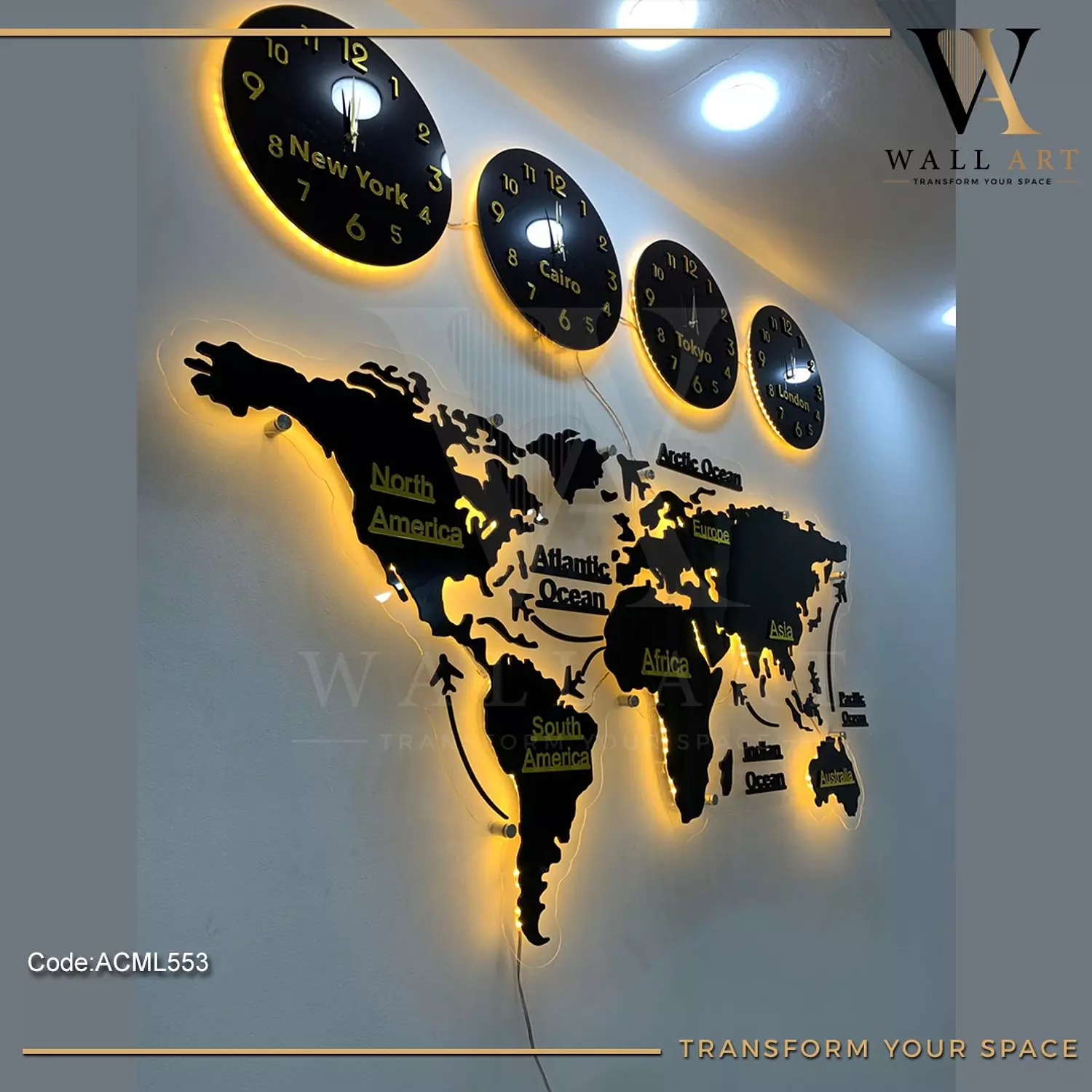 ACML553-Lighted Acrylic Mirror World Map   7