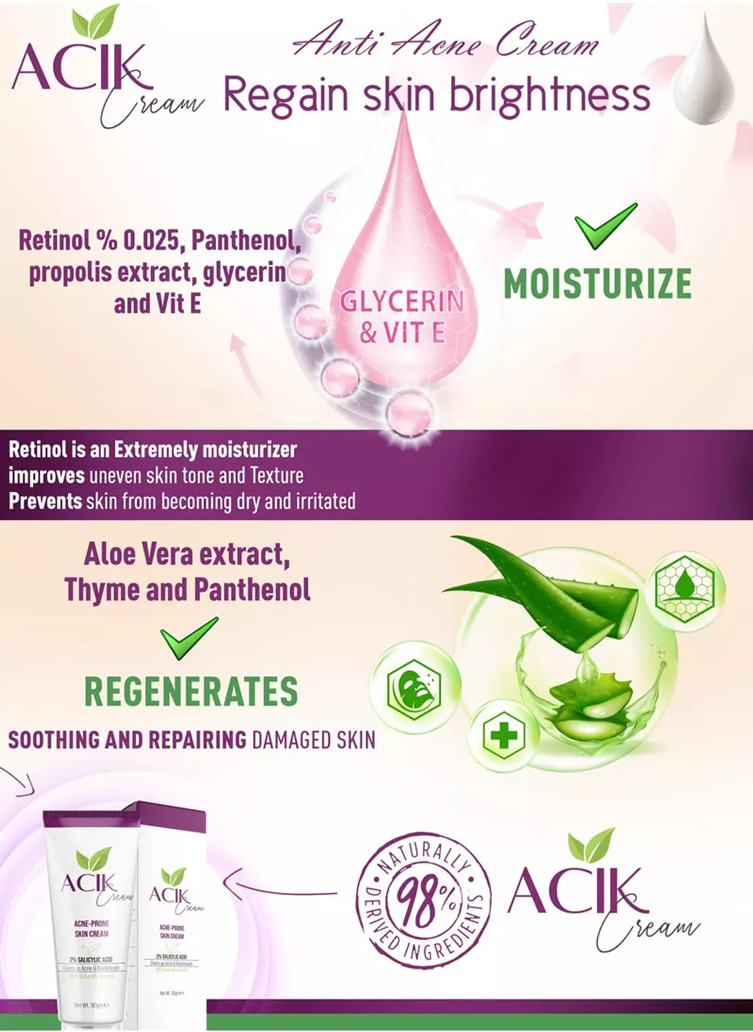 ACIK ACNE PRONE SKIN CREAM 50 GM 2