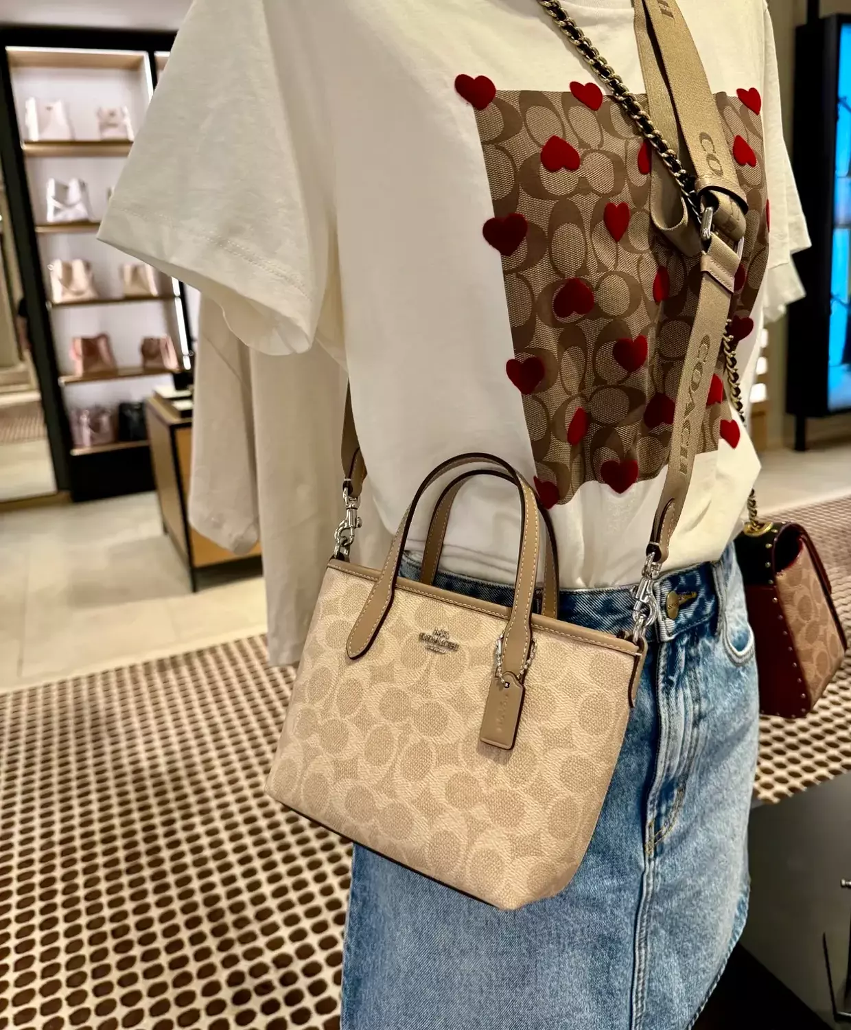 Coach City Mini Tote Bag In Signature Canvas beige 3