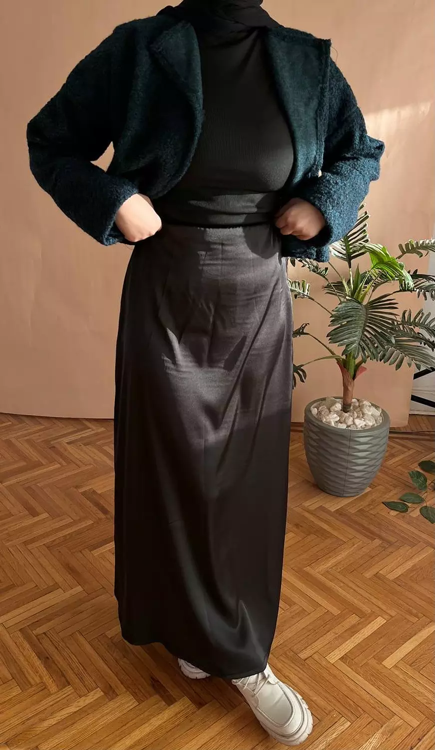A-line Black Satin Skirt - new addition  image