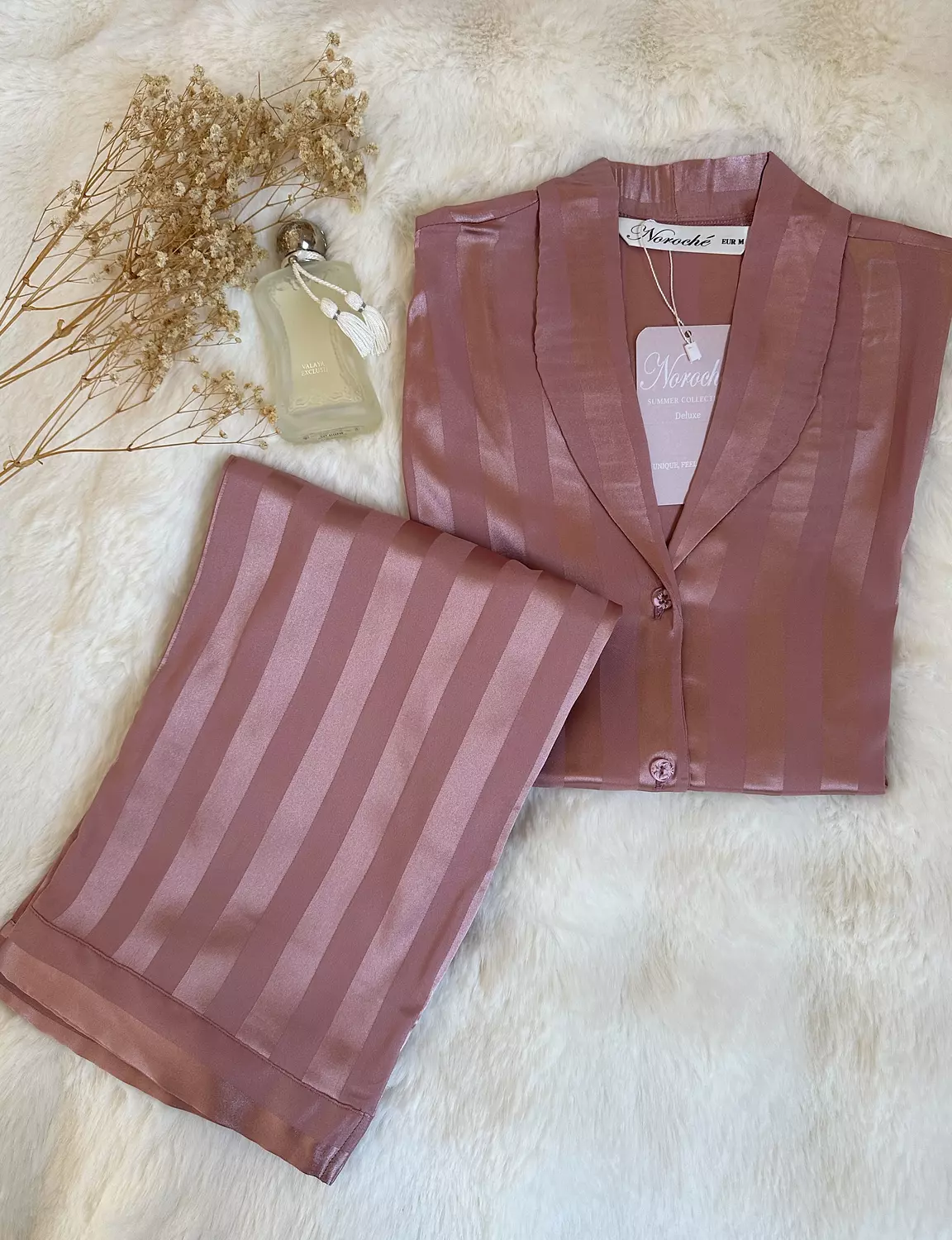 Rose striped jacquard pjs 1