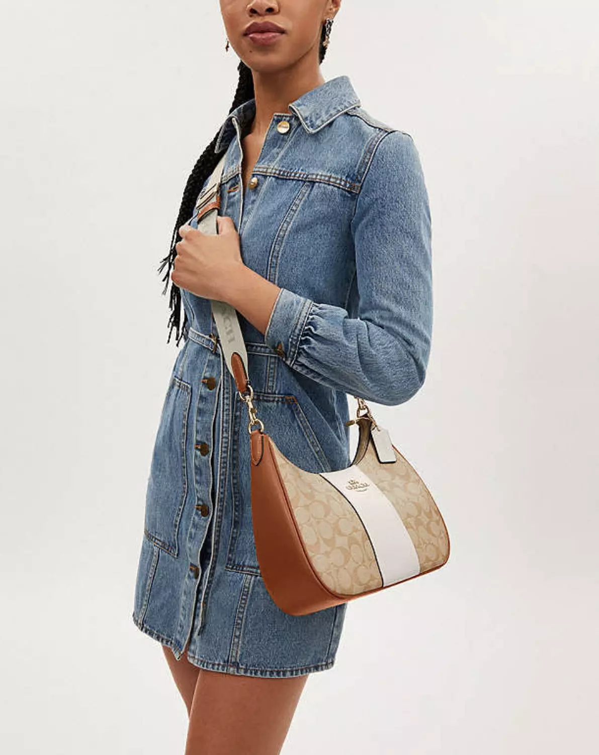 Coach Teri Hobo Bag In Signature Canvas With Stripe 3