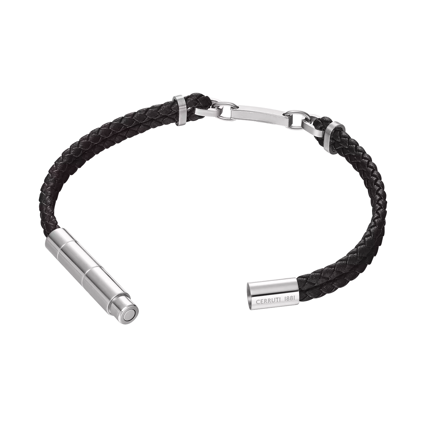 Sandro Brown Leather Bracelet with Stainless Steel Motif for Men 2