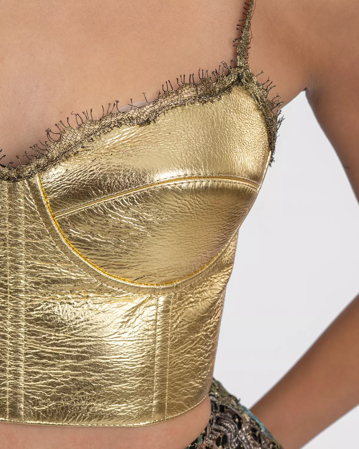 Gold Leather Corset & French Lace Skirt 5