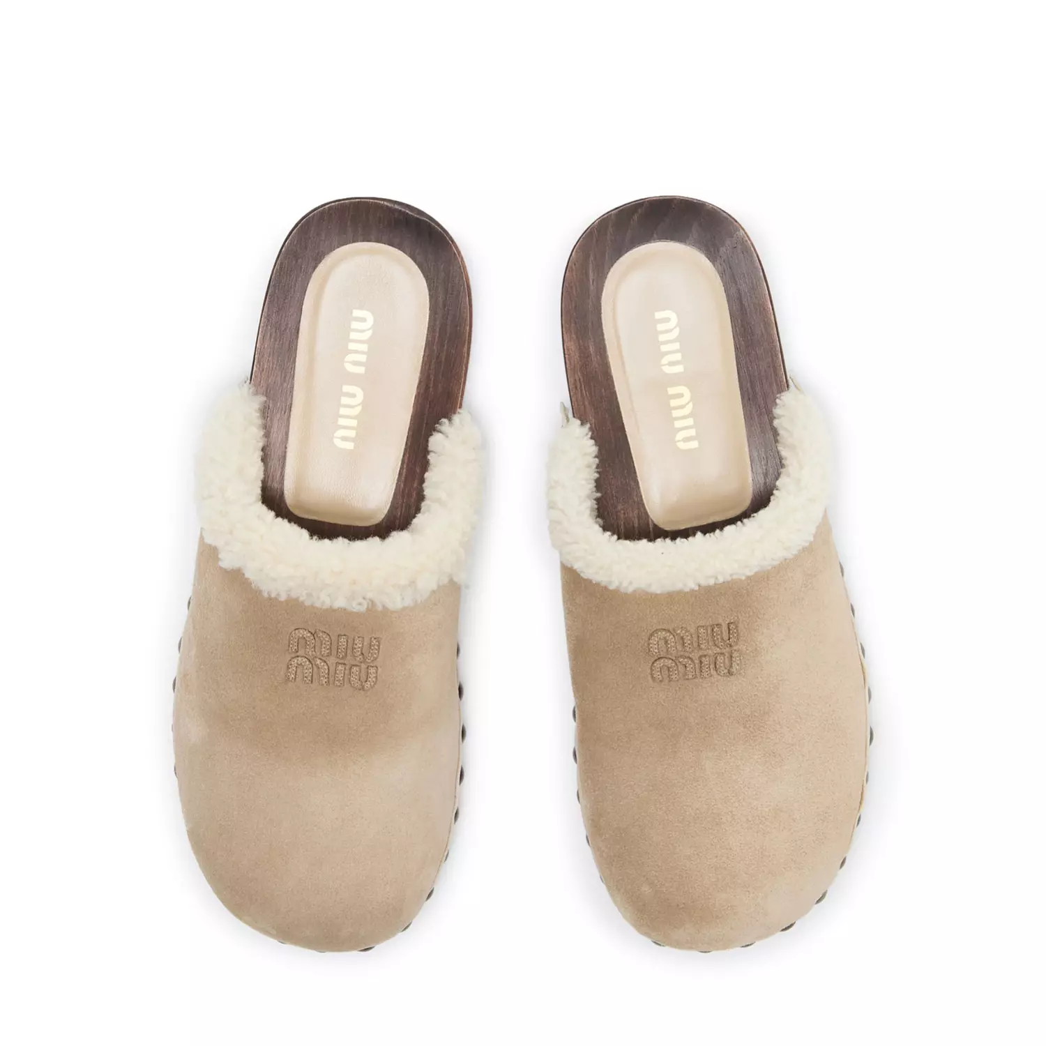 MIU MIU Sabots en shearling - Sand  3