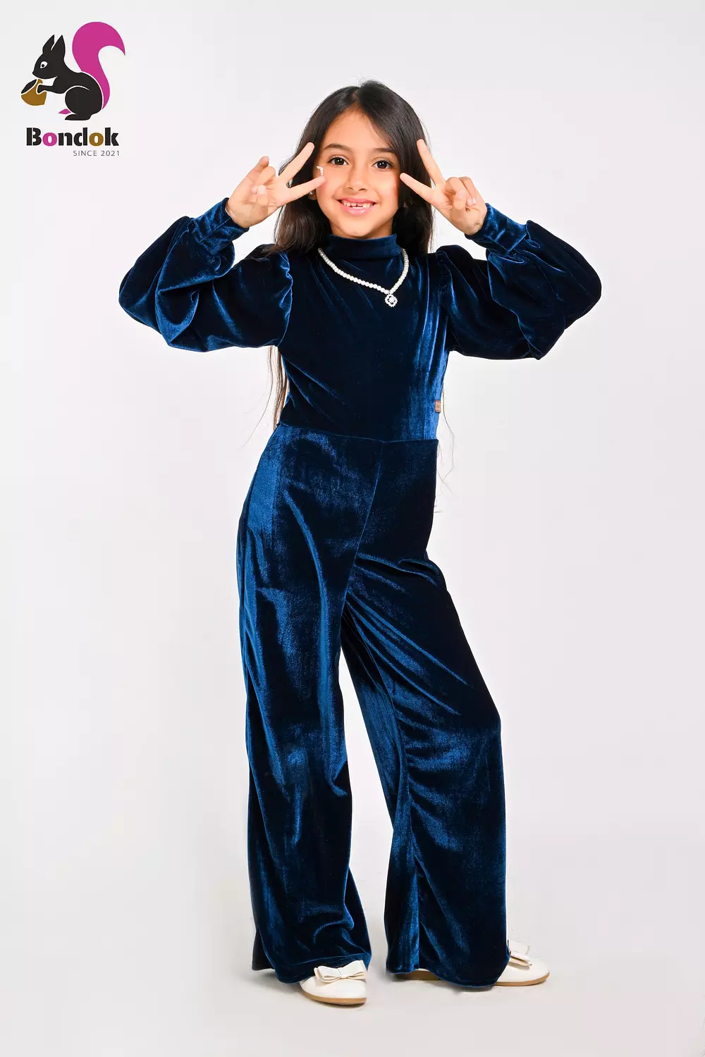 Girls Velvet Jumpsuit, Long Sleeve Wide Leg 21