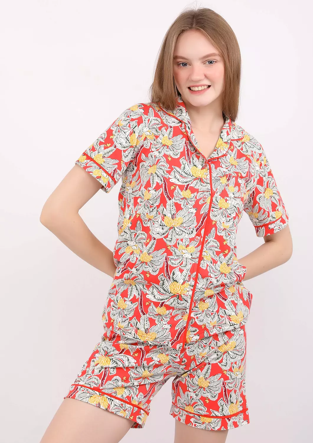 SNOOPY PALMS BUTTONED SHORT PAJAMA SET 3