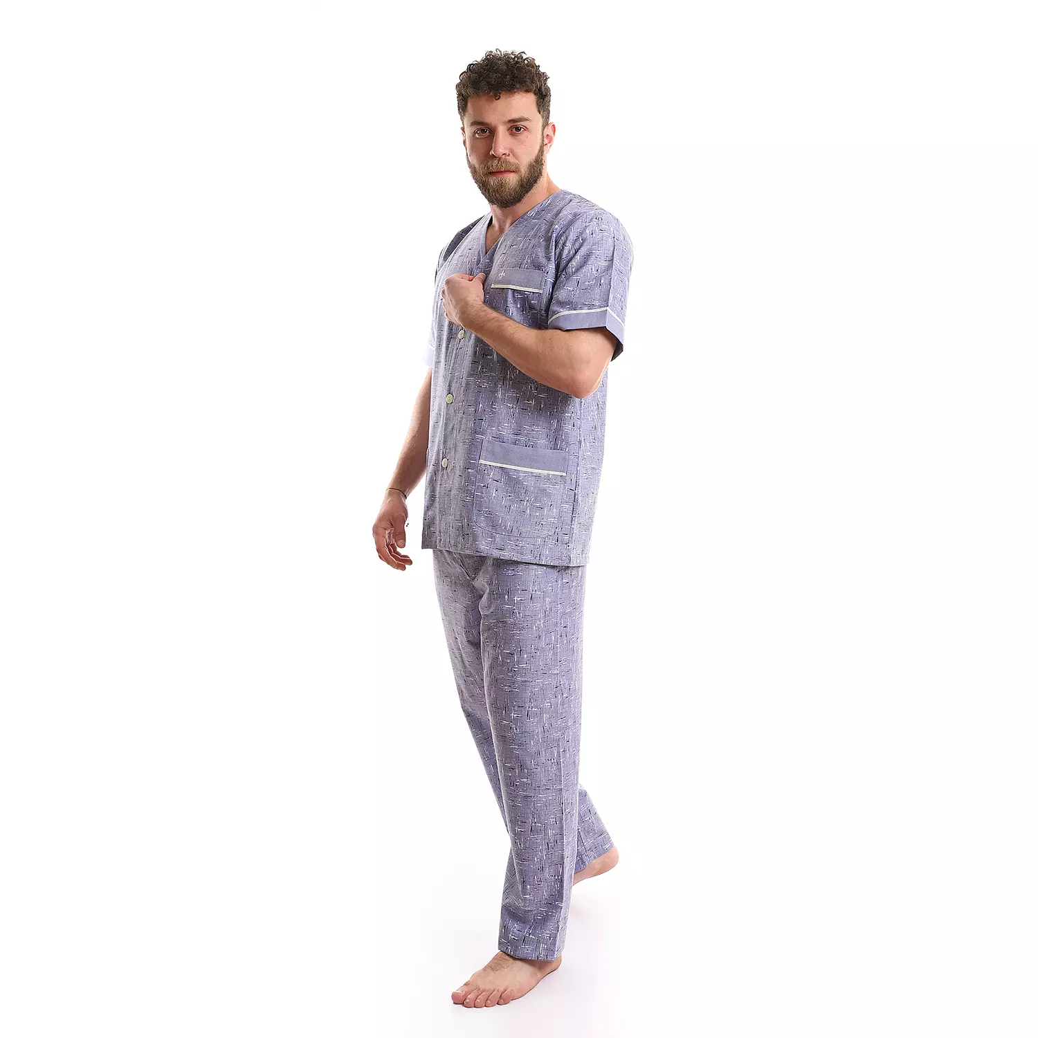 بيجاما رجالي مطبوعه كلاسيك- 2286 - موف  3