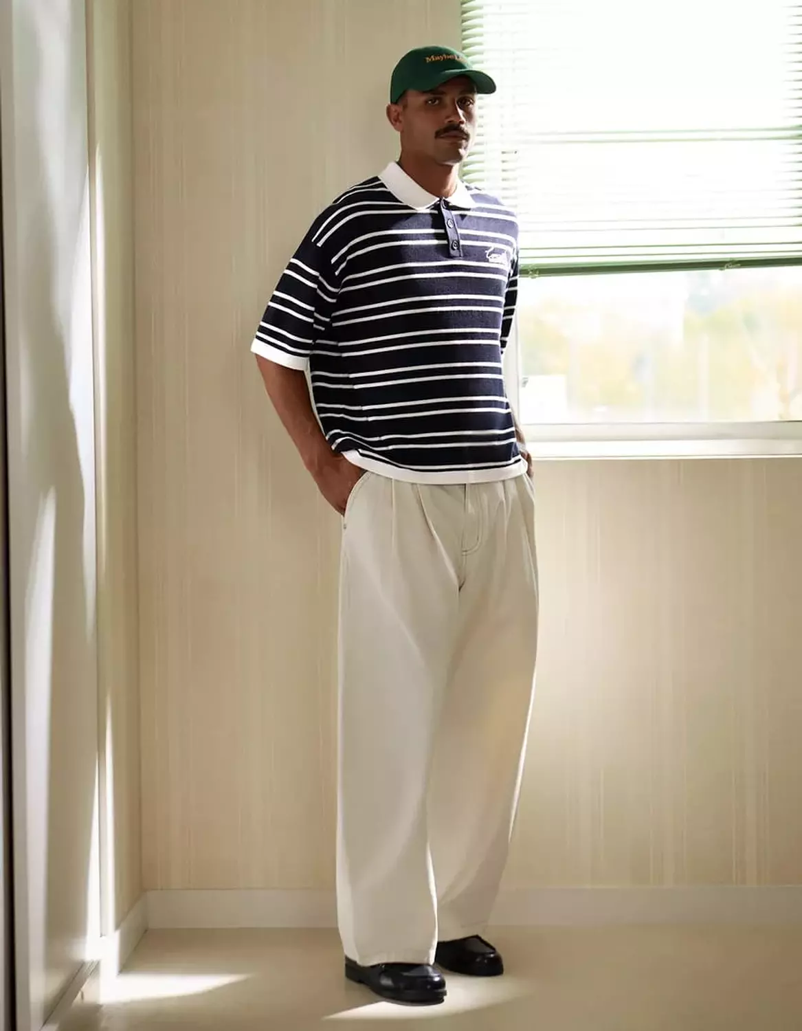 BERSHKA STRIPED GRAPHIC POLO SHIRT 5