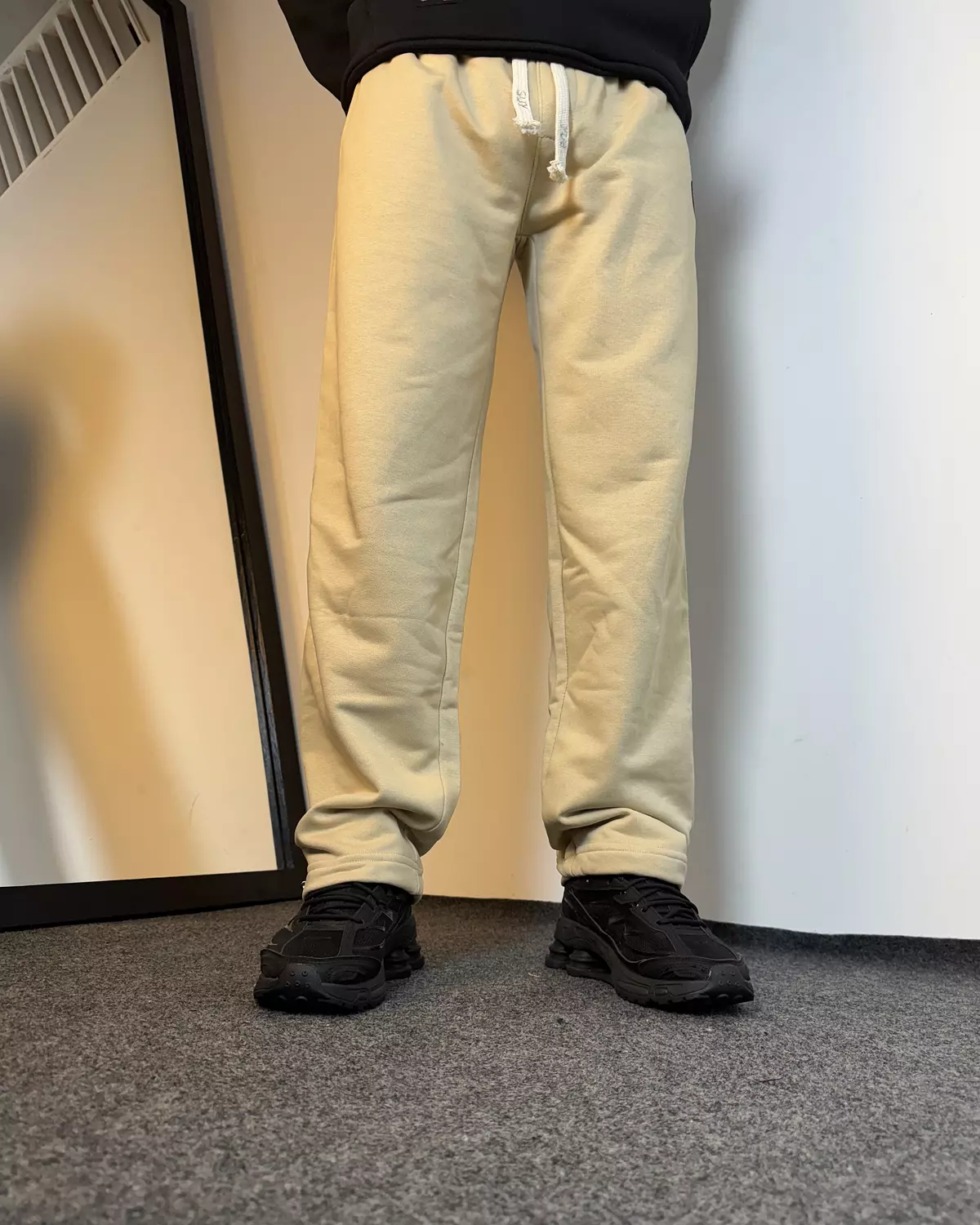 Wide leg & Over size Premium Sweatpants _ Beige color image