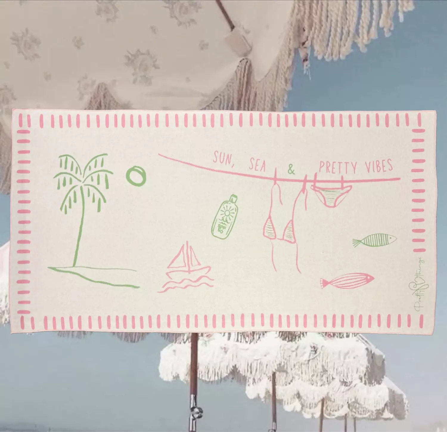 pretty vibes beach towel image