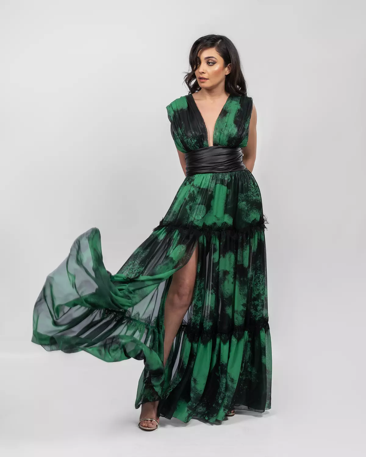 Sophisticated Green Black Dress image