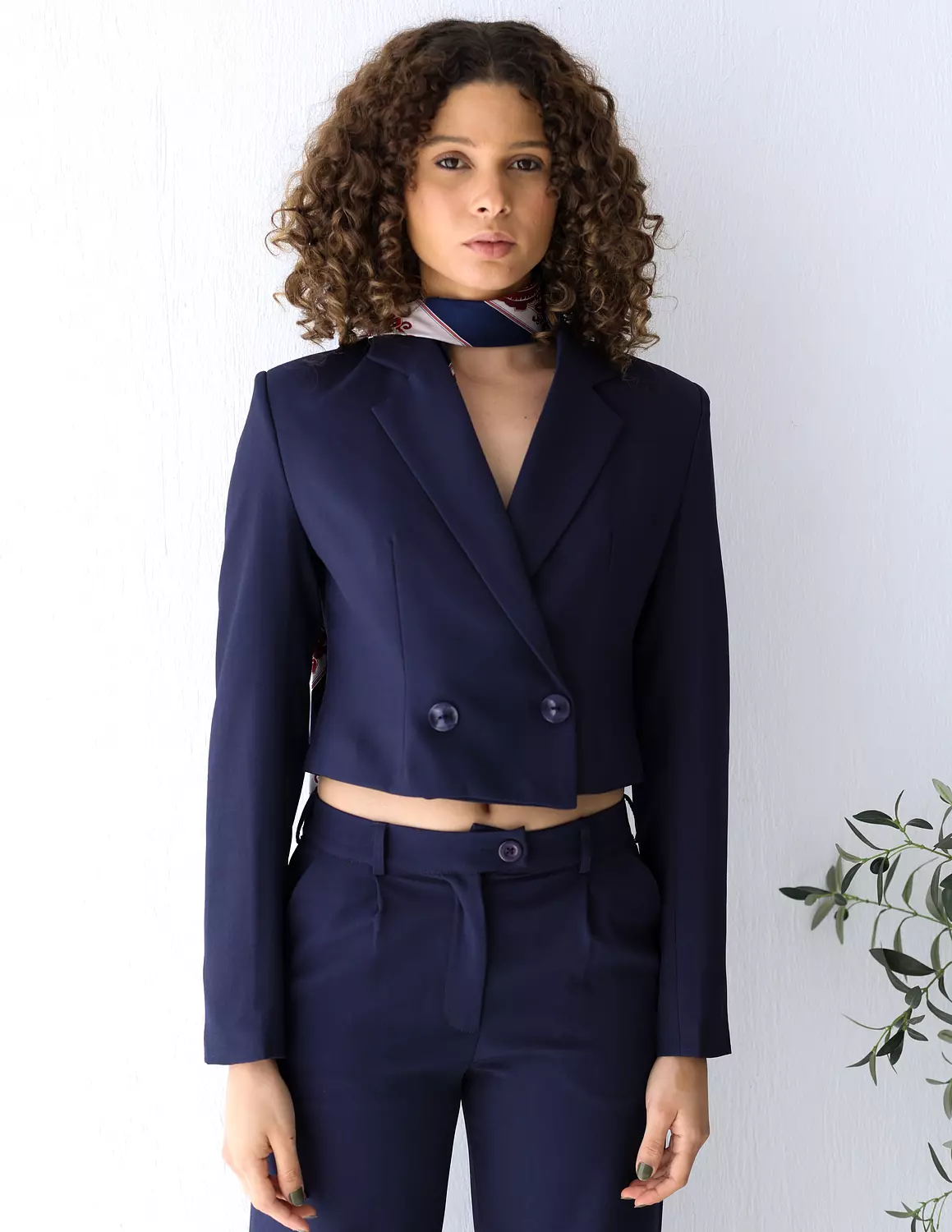 Navy Shadow cropped blazer 5