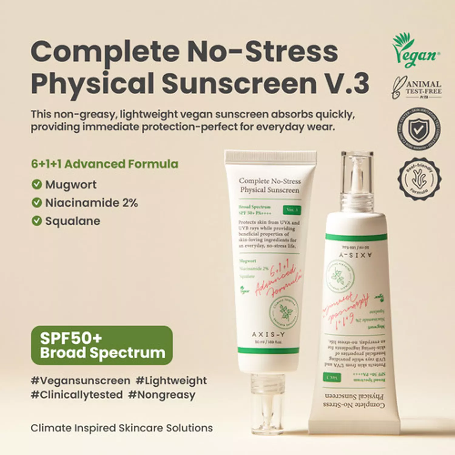 AXIS-Y Complete No Stress Physical Sunscreen SPF50+ PA++++ - 50ml 1