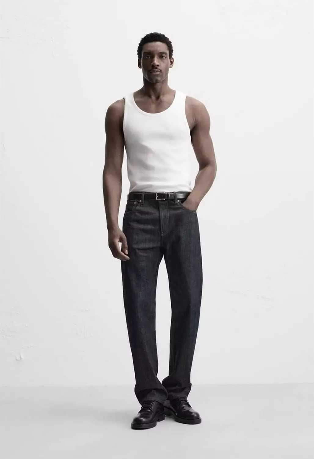 BASIC RIBBED TANK TOP (white) image