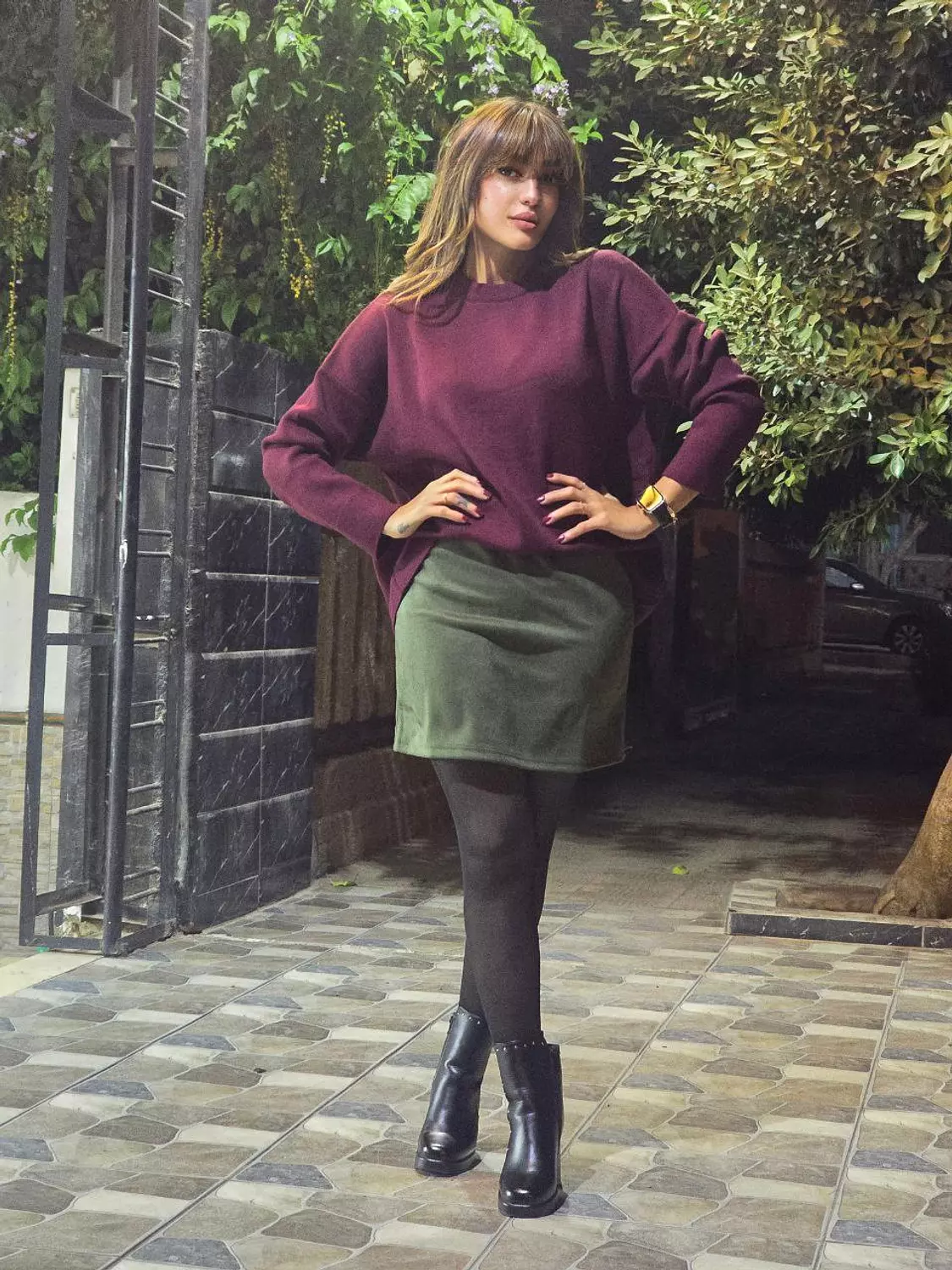 Olive Suede Skirt image