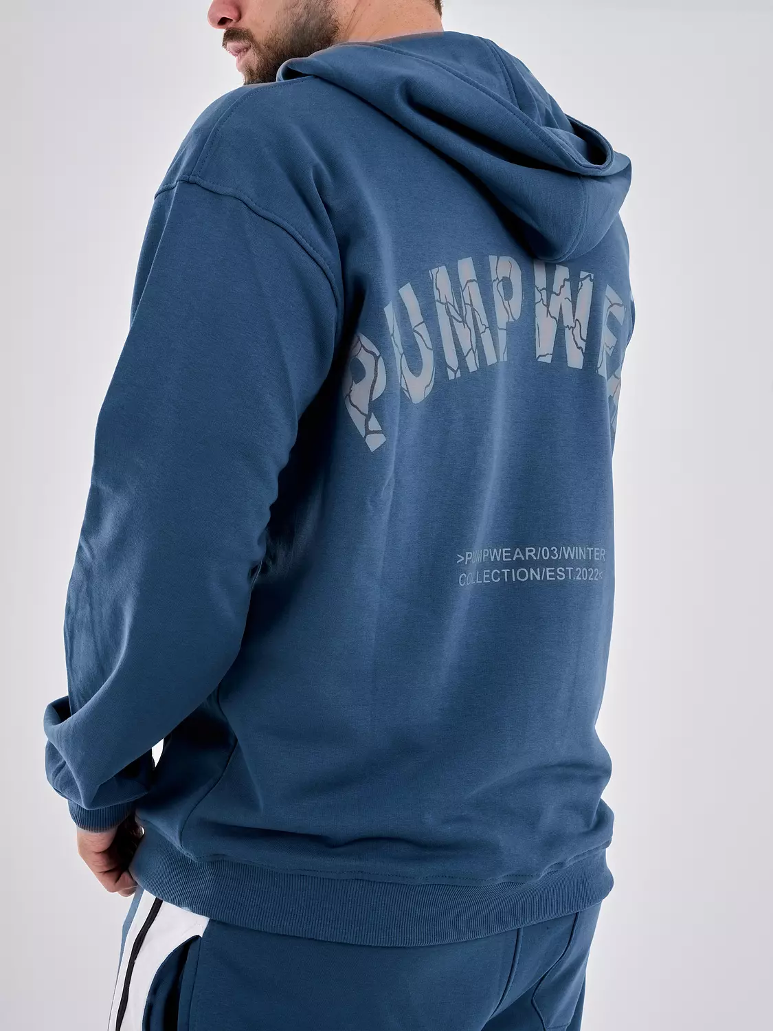 Drop Shoulder quarter Zip Hoodie ‘’indigo’’ hover image