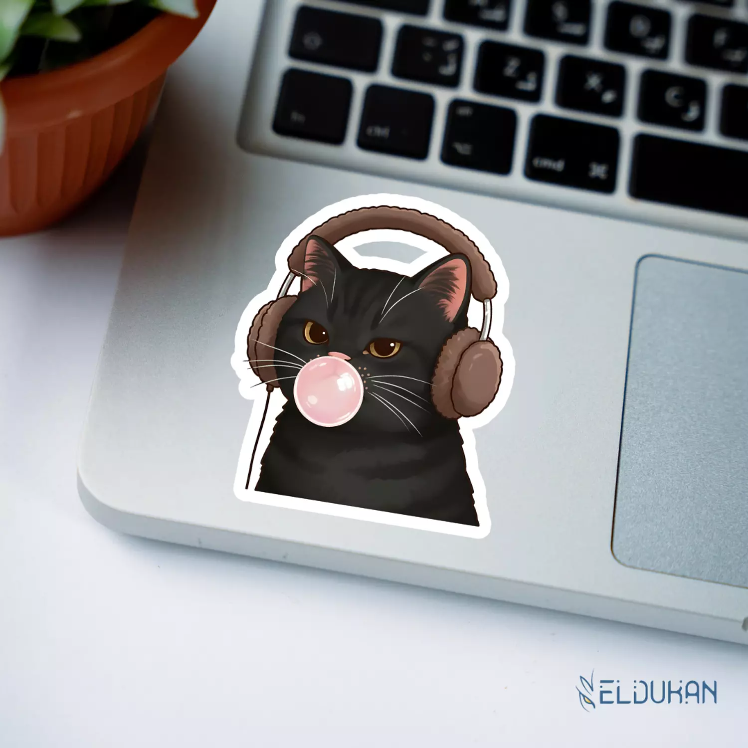 Cat with gum v2 sticker image