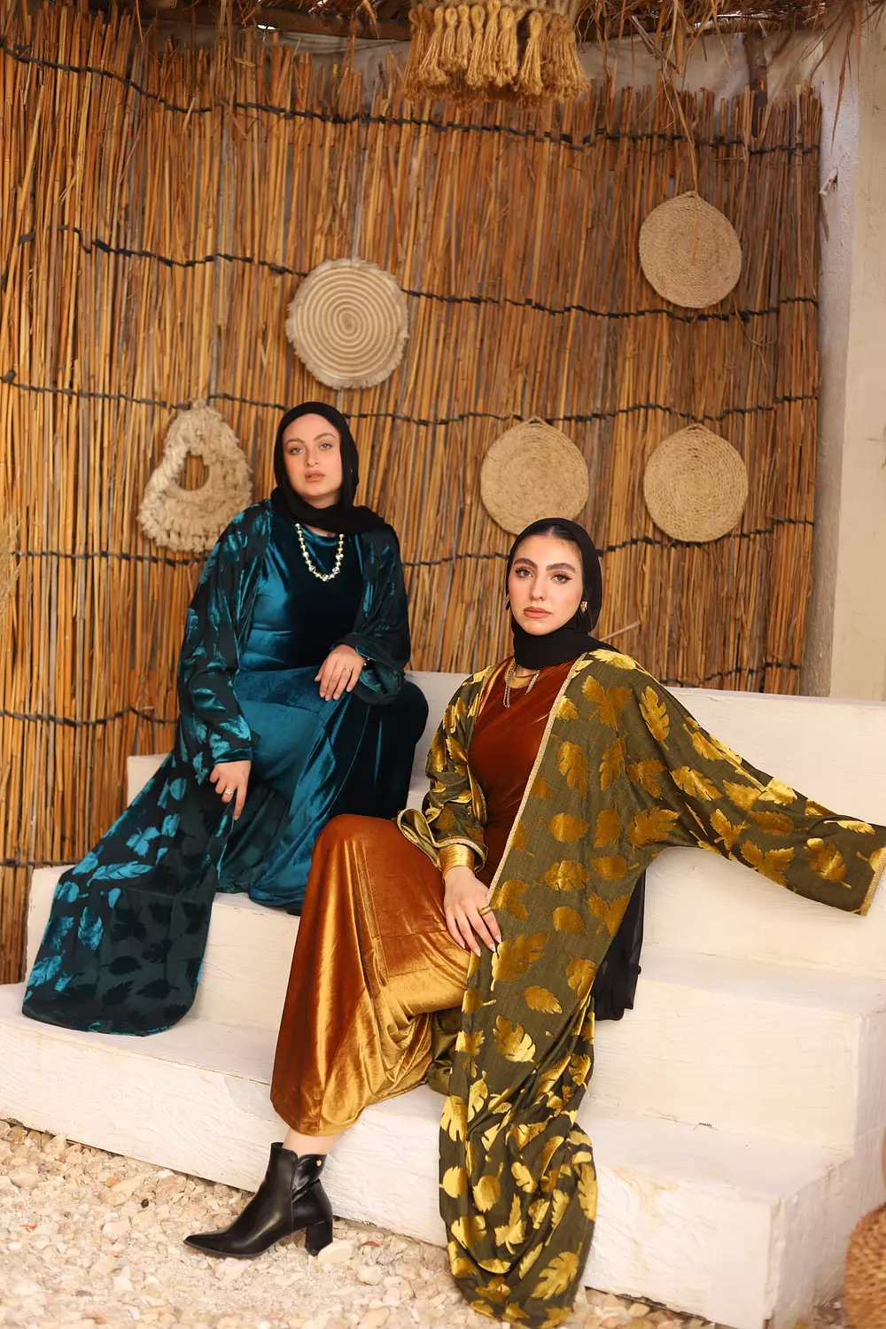 Velvet Leaves Kaftan  (Mustard) hover image
