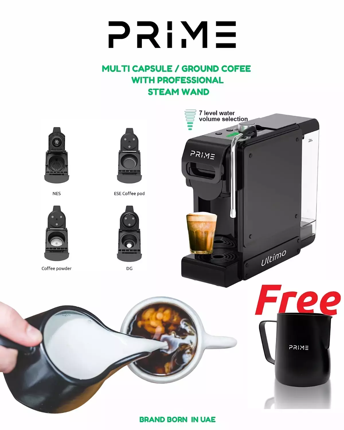 PRIME Ultimo 7 in 1 Multi-Capsule Coffee Machineماكينة قهوة برايم ألتيمو 7 في 1 متعددة الاستخدامات hover image