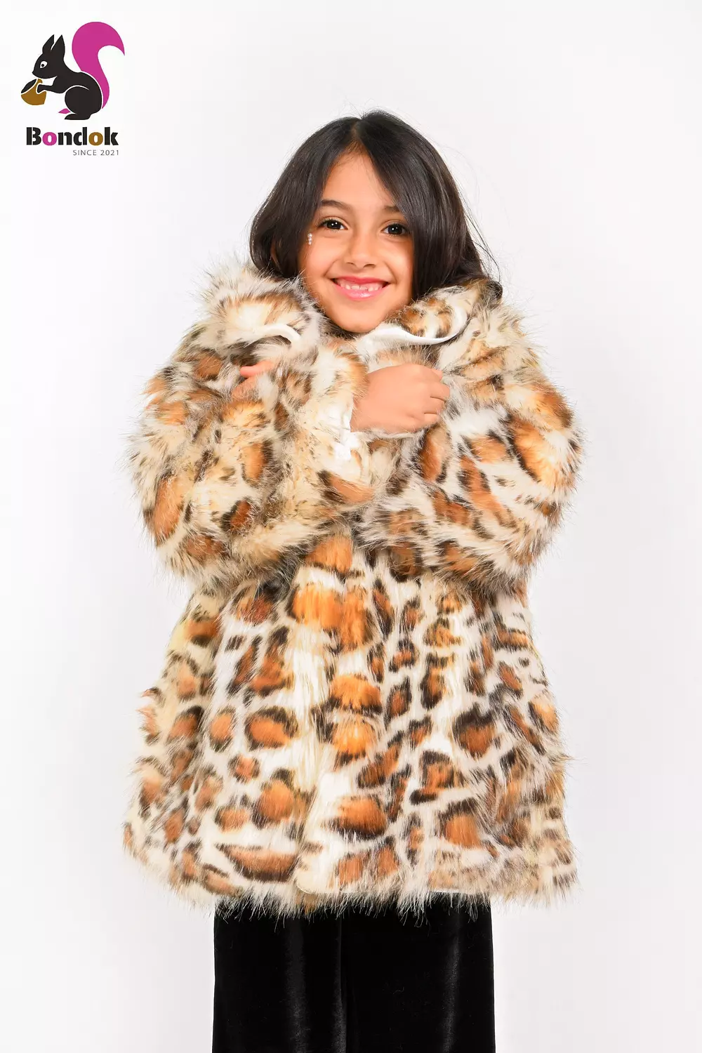 Girls Leopard Print Faux Fur Jacket, Kids Fashion Winter Coat 7
