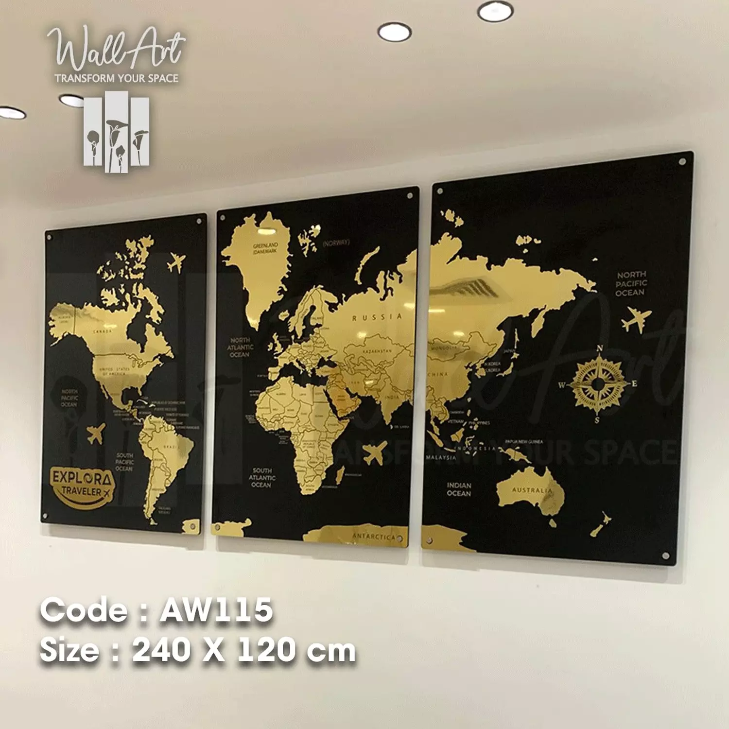 AW115-Engraved World Map   9