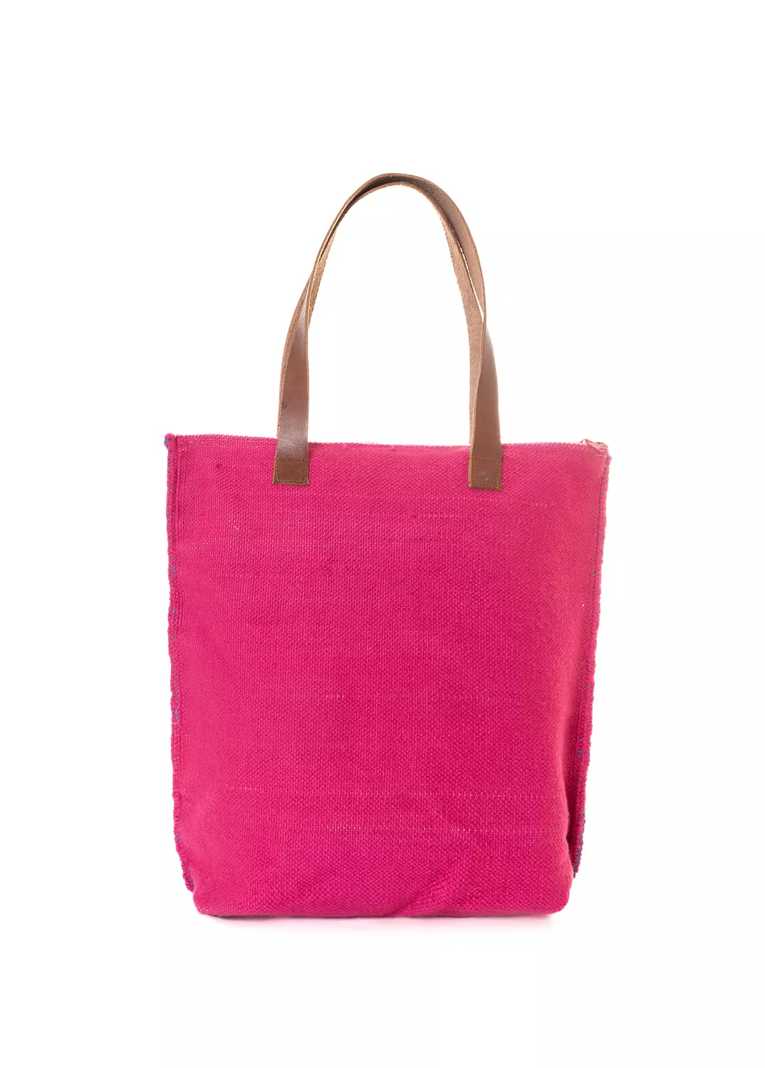 Floral Punch Needle Carpet Bag with Genuine Leather Handles 1