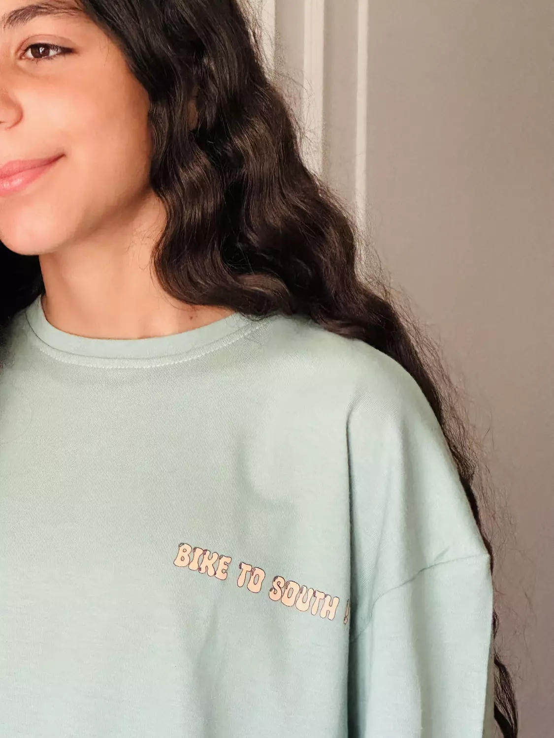 SOUTH Unisex Pastel Green Bike to South oversized t-shirt 4