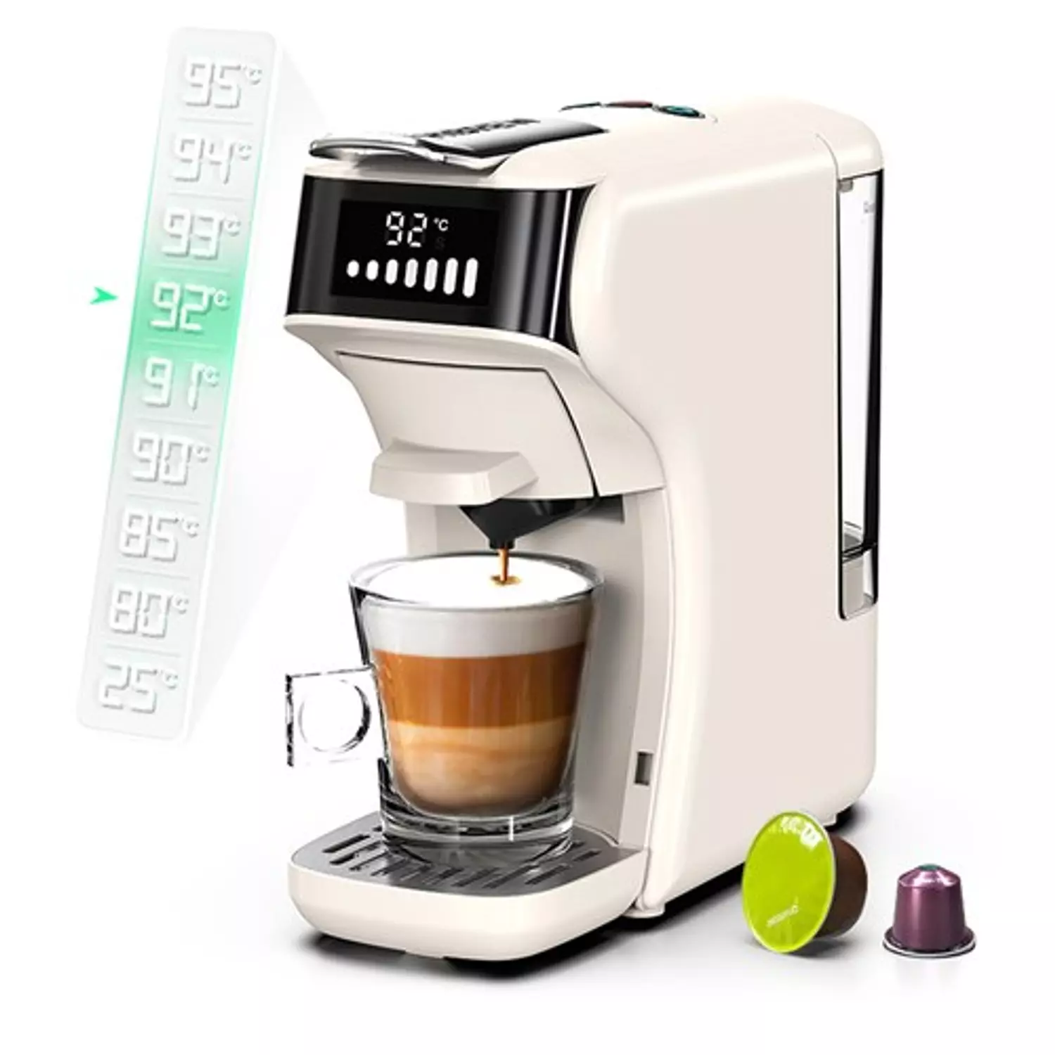 H1B 6 IN 1 Beige  Hot/Cold Brew 20 Bar 0.6 liter tank  + FREE Tray , 2 Years Warranty image