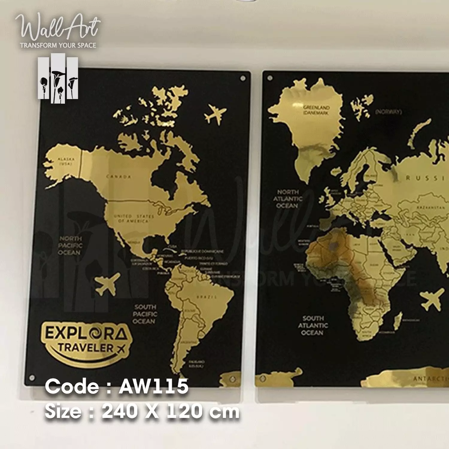 AW115-Engraved World Map   2