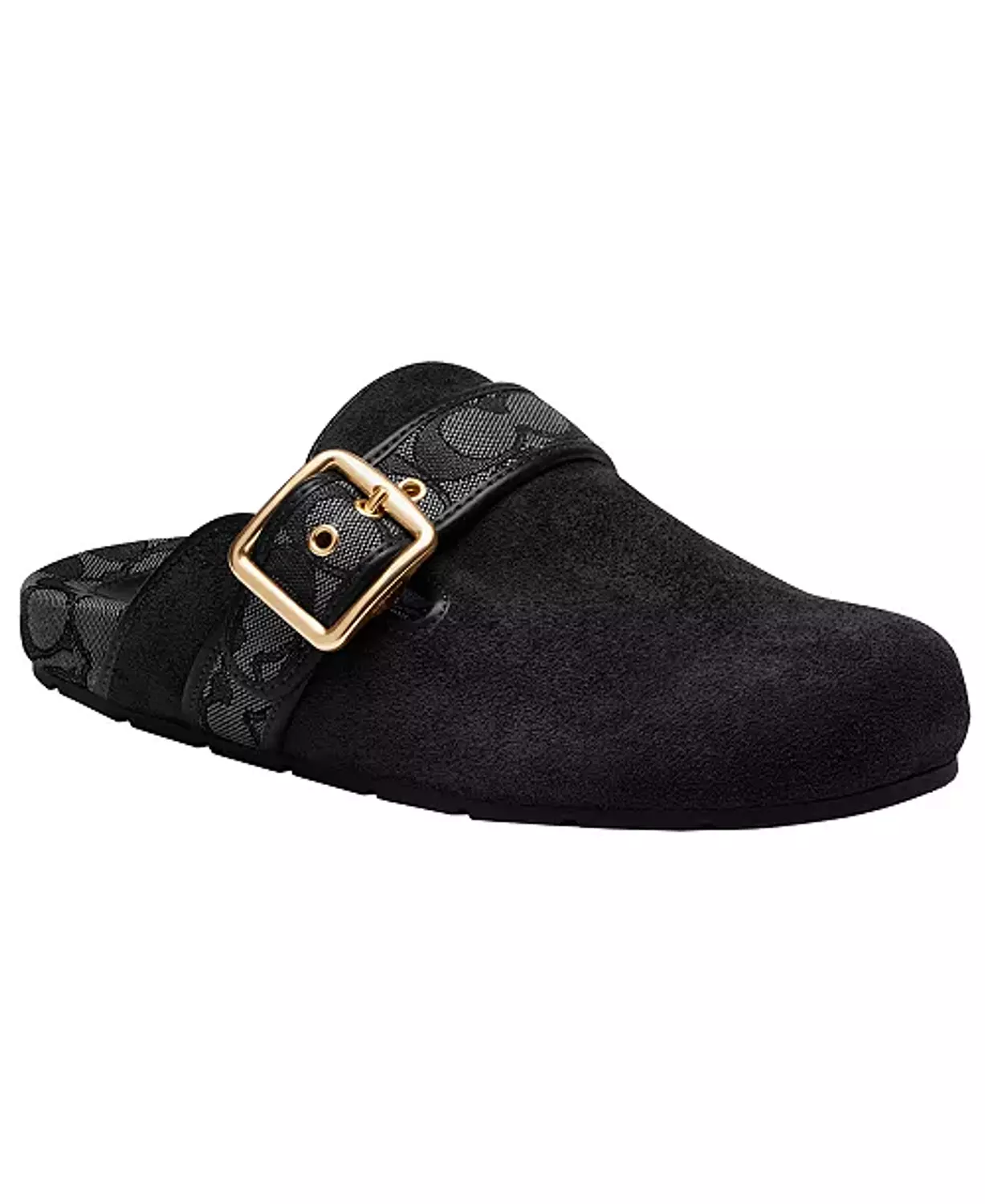 Coach Archival Buckle Clogs in Suede Black   1