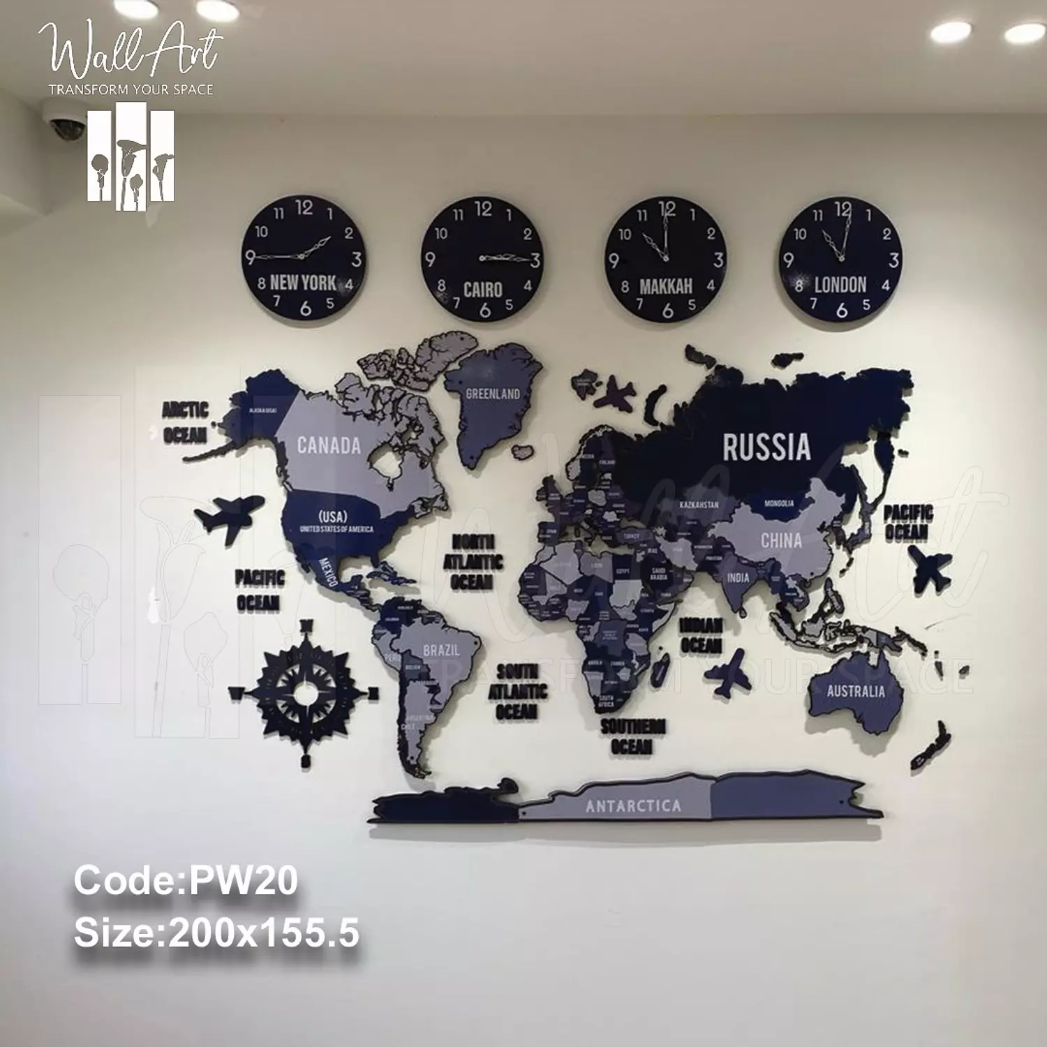 PW20- Lighted Printed Wooden Map  6
