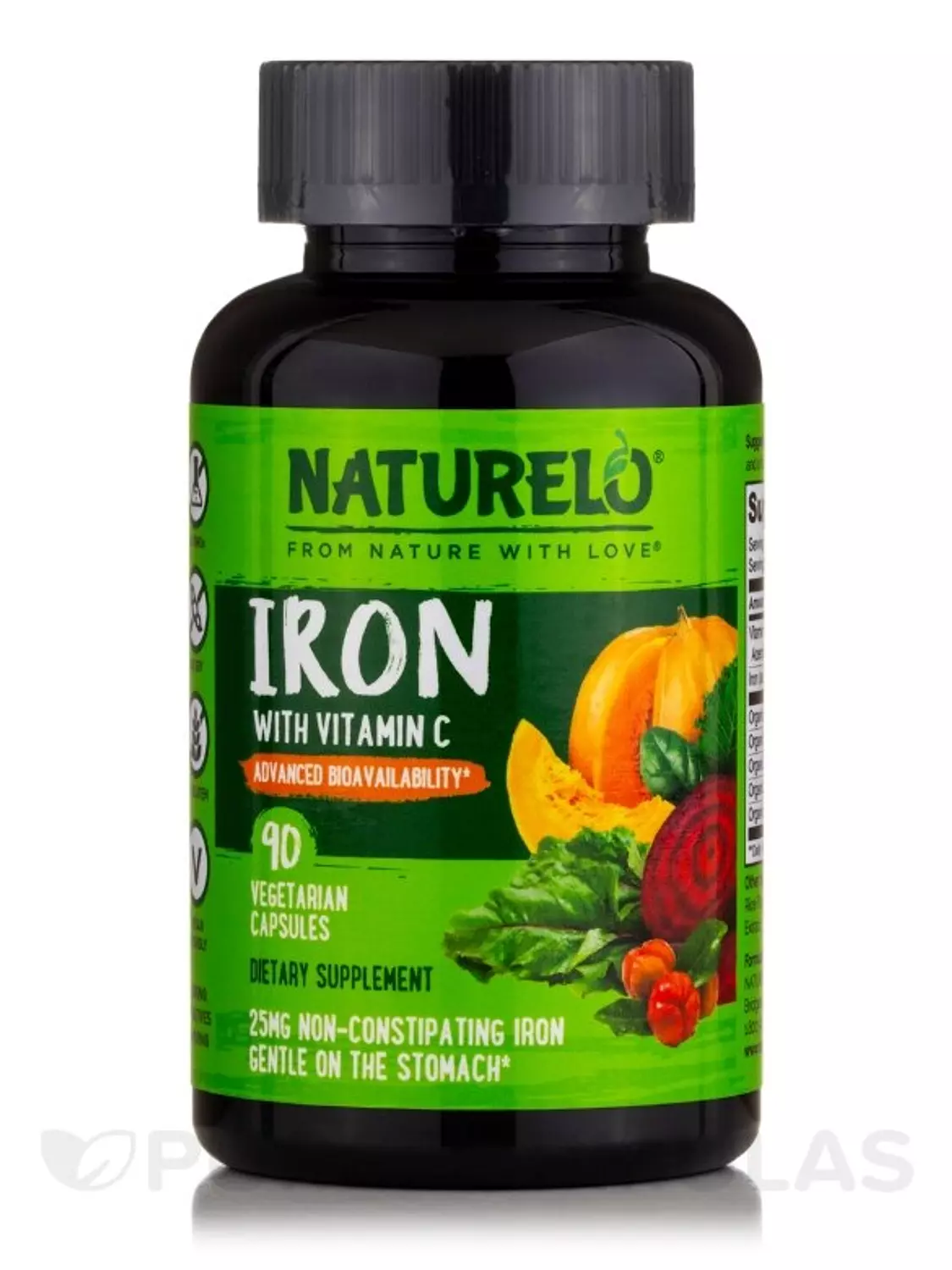 NATURELO, Iron With Vitamin C, 90 Vegetarian Capsules image