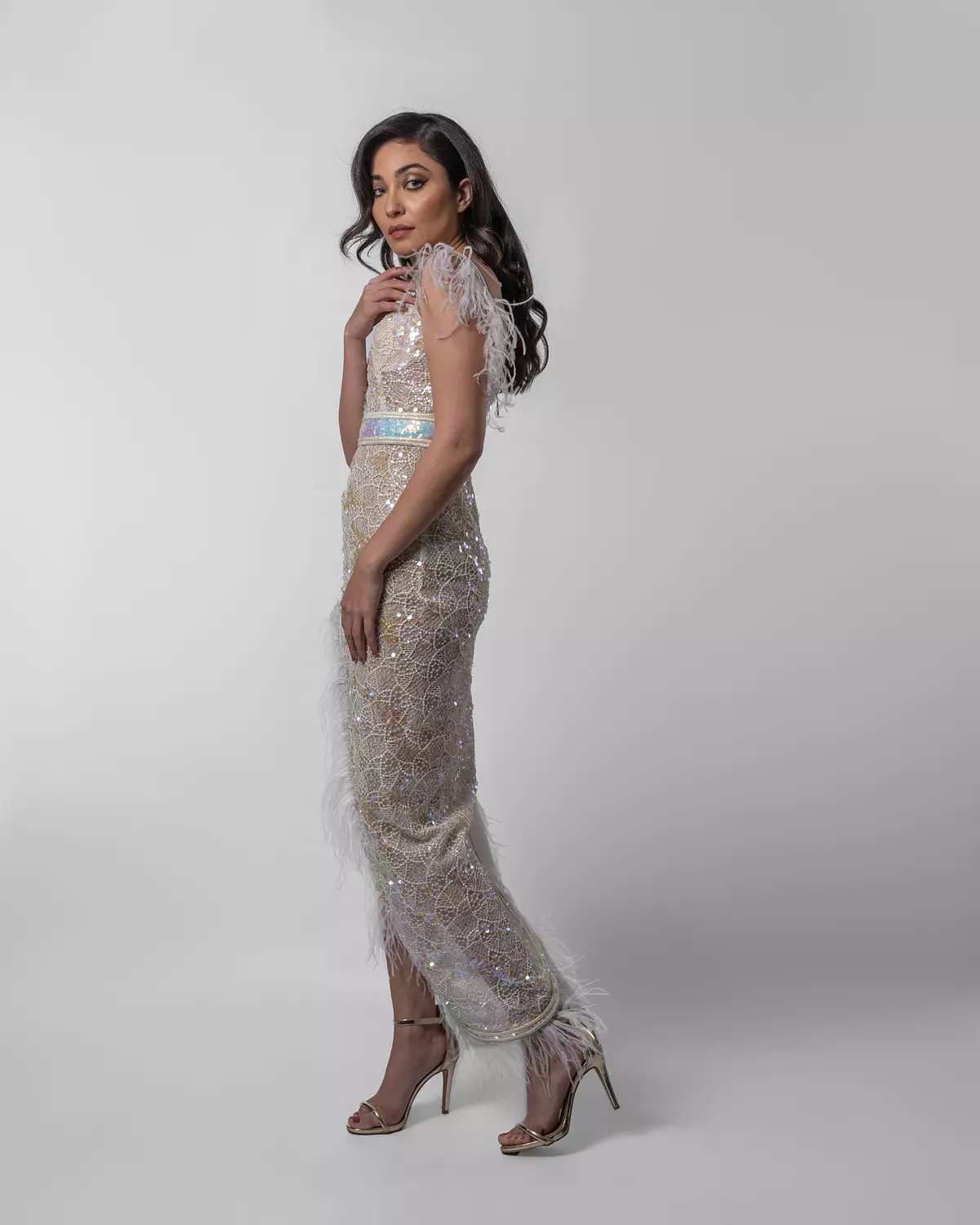 Opulent White Sequin Dress 4