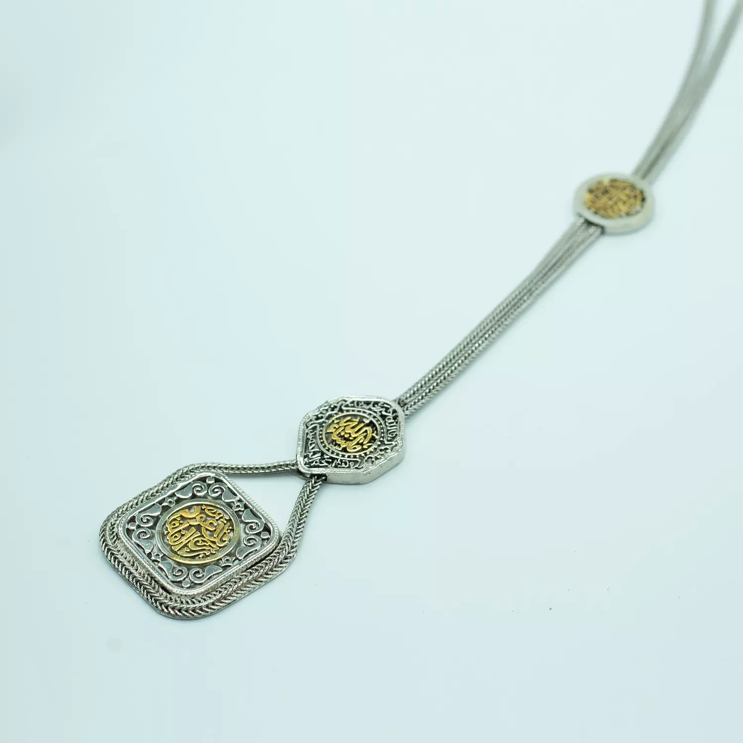 Two-layer copper necklace with a Roman chain, one meter long, gold and silver plated - 60 cm - Islamic hover image