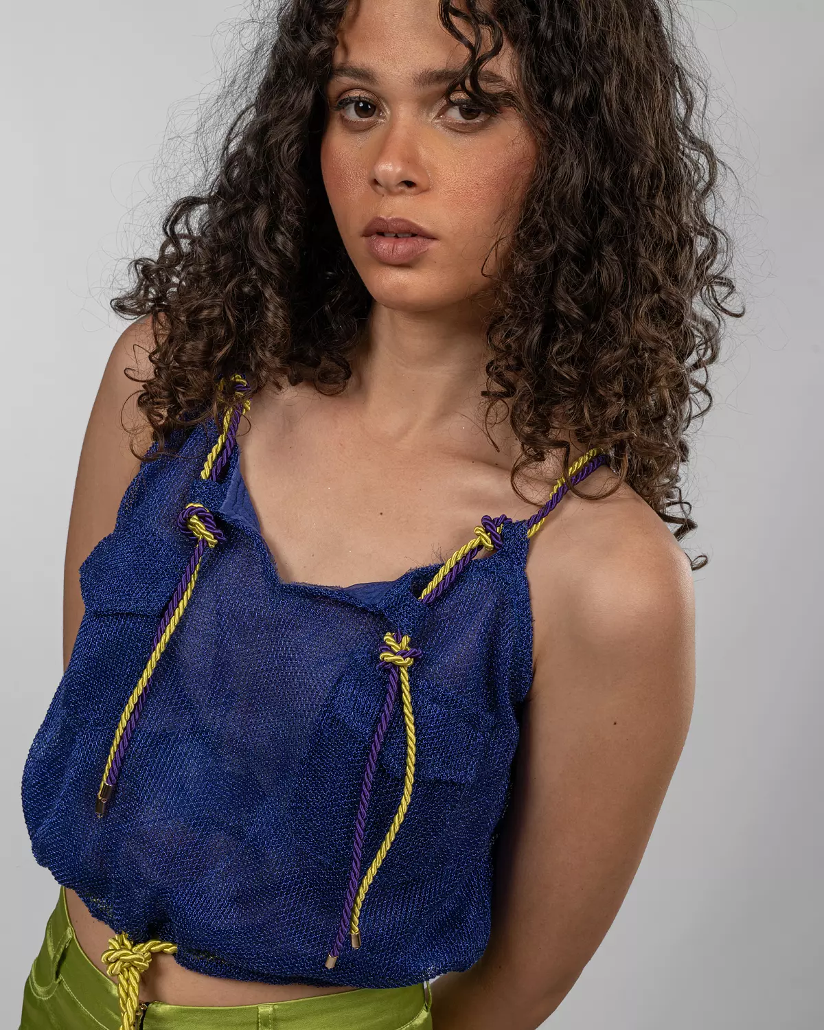 Metallic Blue Net Blouson Top 3