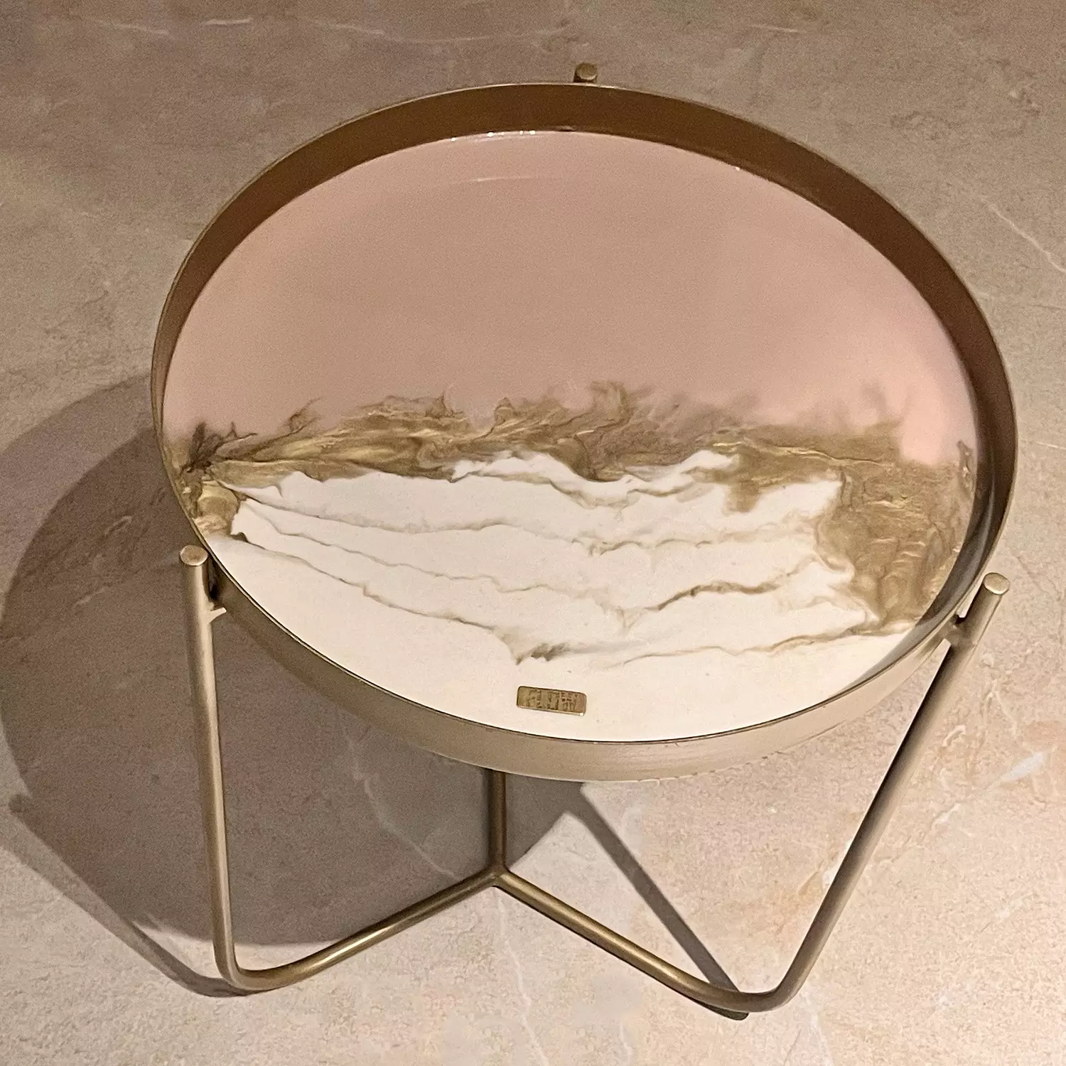 Rose-Pink / White Gold Steel Side-Table 2
