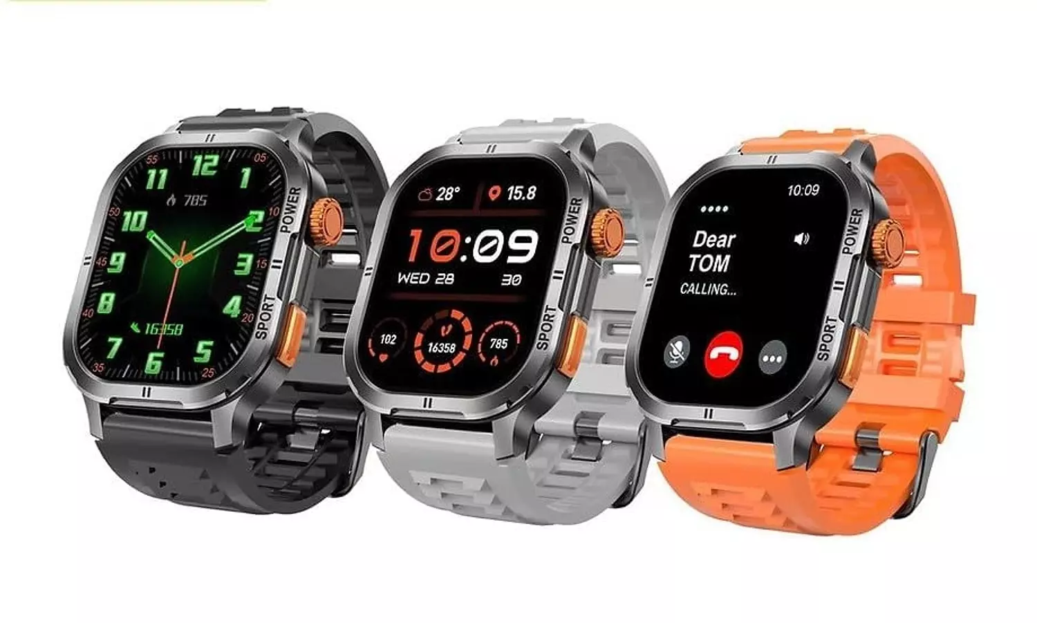 HainoTeko TOP-7 Real AMOLED AOD 3 Straps Orange/Black/Silver 3