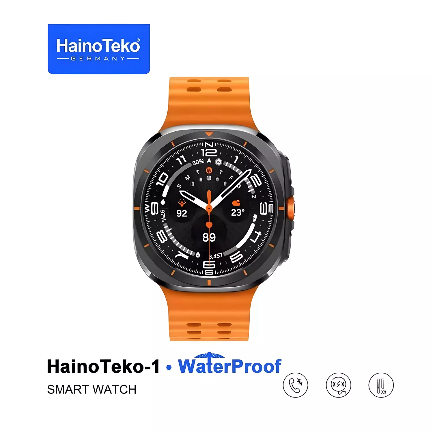 HainoTeko-1 Smart watch, AMOLED Display, Water Resistant, 3 Interchangeable Straps 2