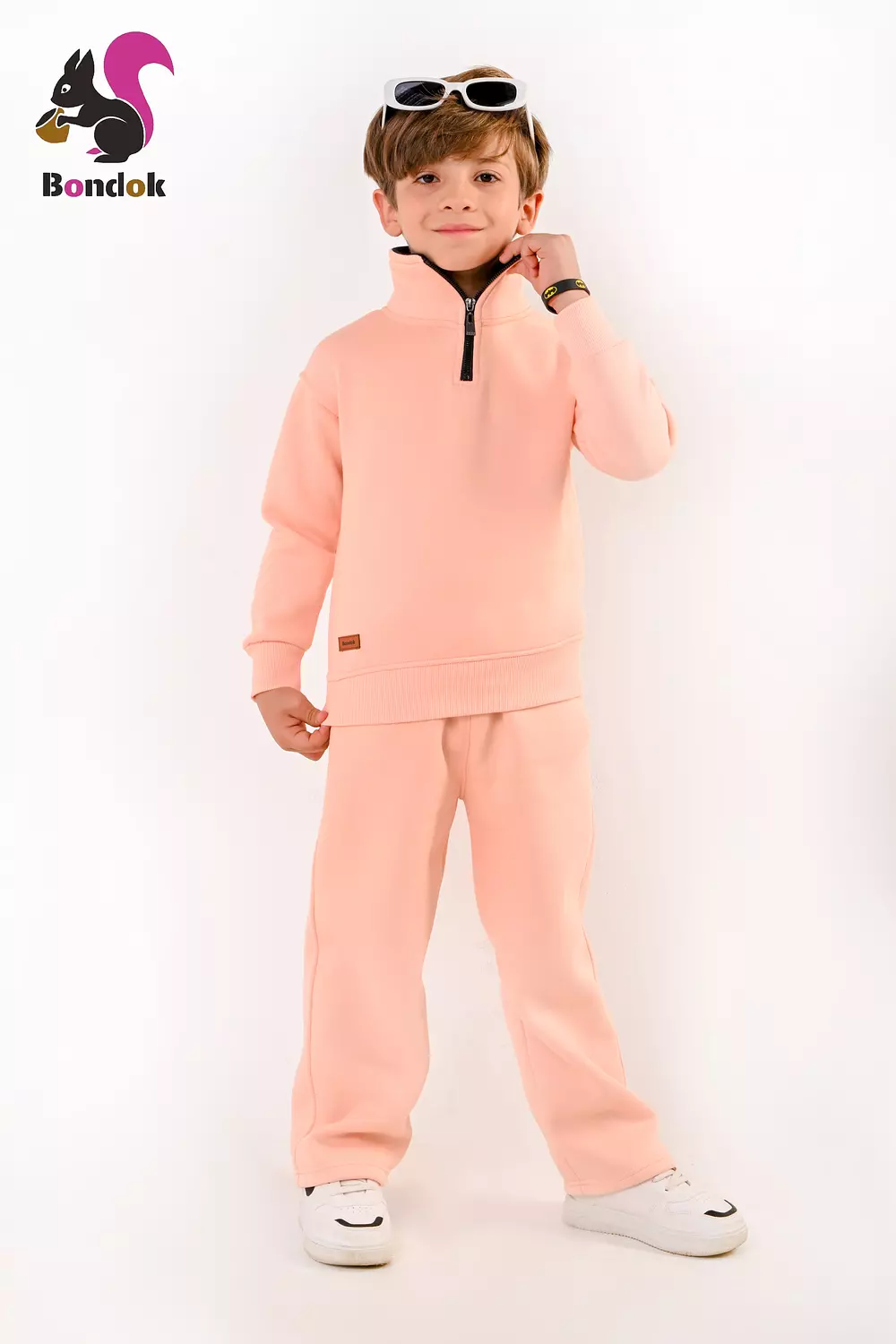 BONDOK Kids Tracksuit Set – Boys ¼-Zip Stand-Collar Sweater & Jogger Pants, Comfy Fit – Ages 4–14 2