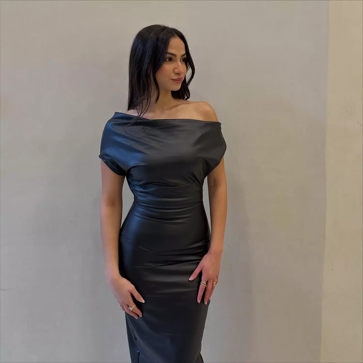 Leather Black Dress image
