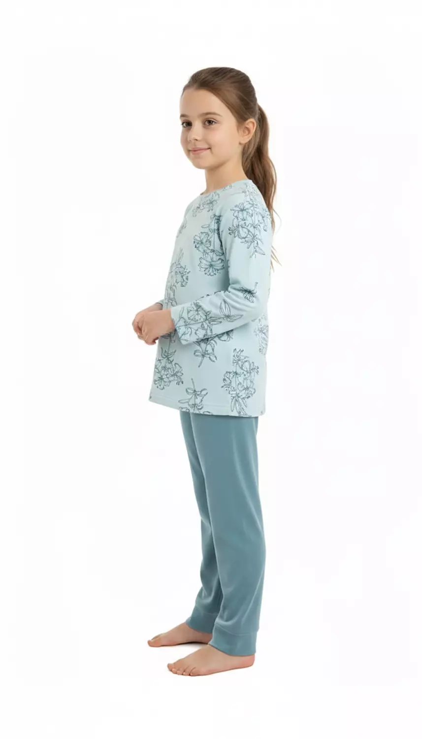 Shorto Girls Pajama Printed Flower PJ - 3102 - Turquoise 2