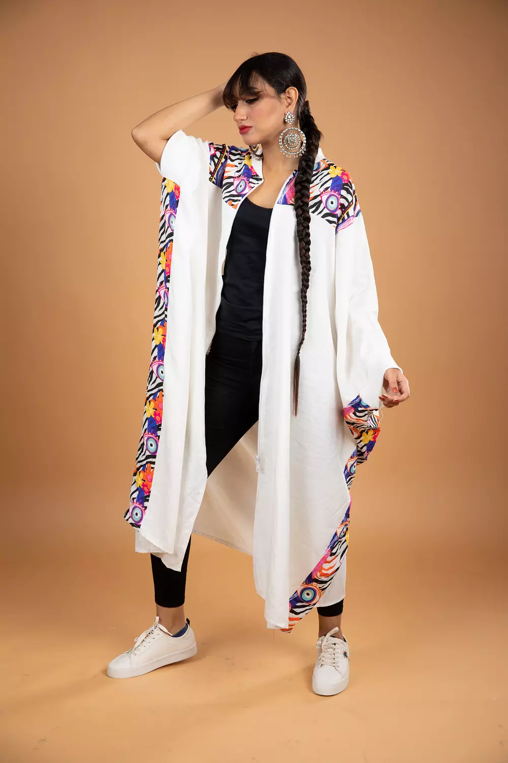 Linen white jacket with zip  2