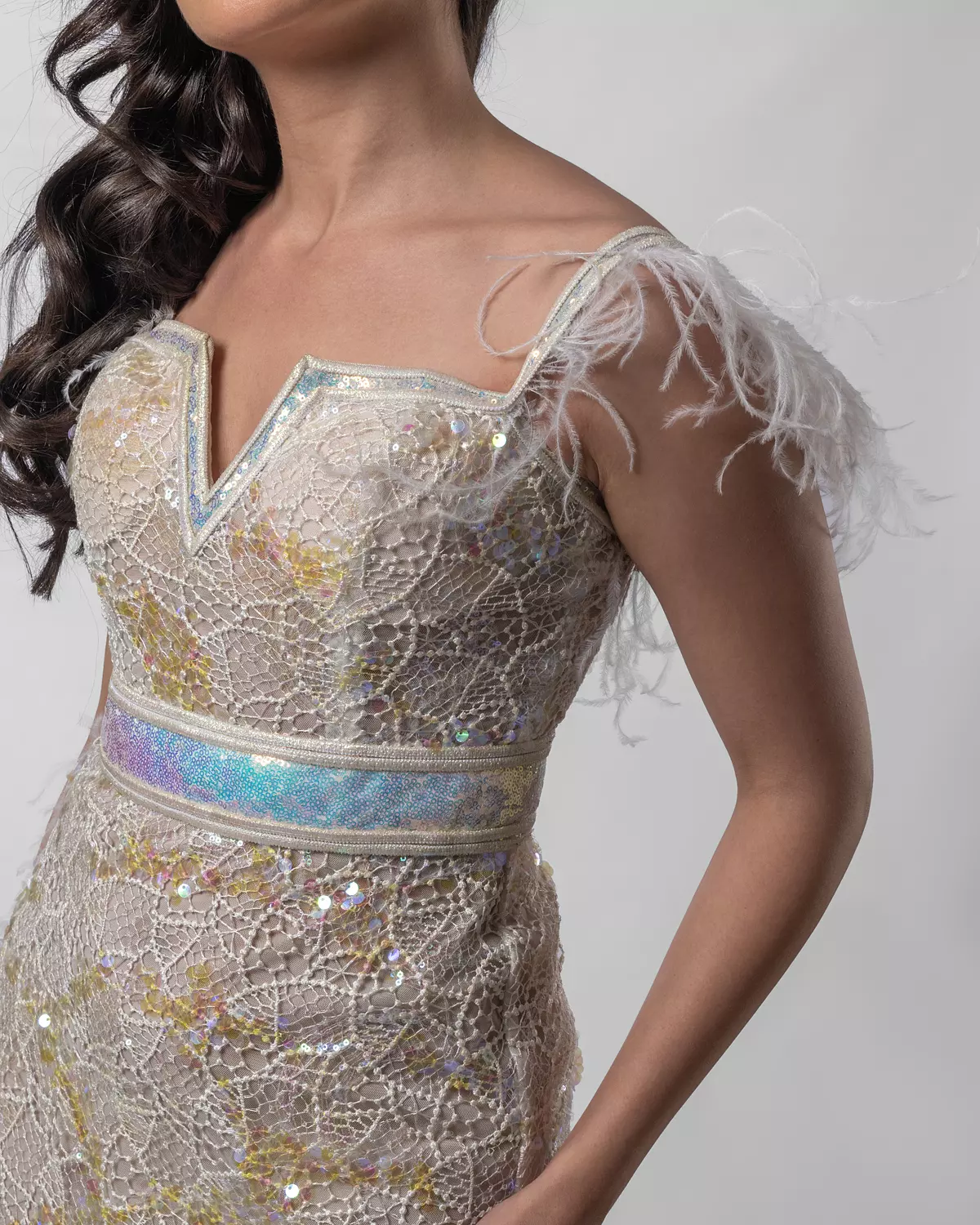 Opulent White Sequin Dress 6